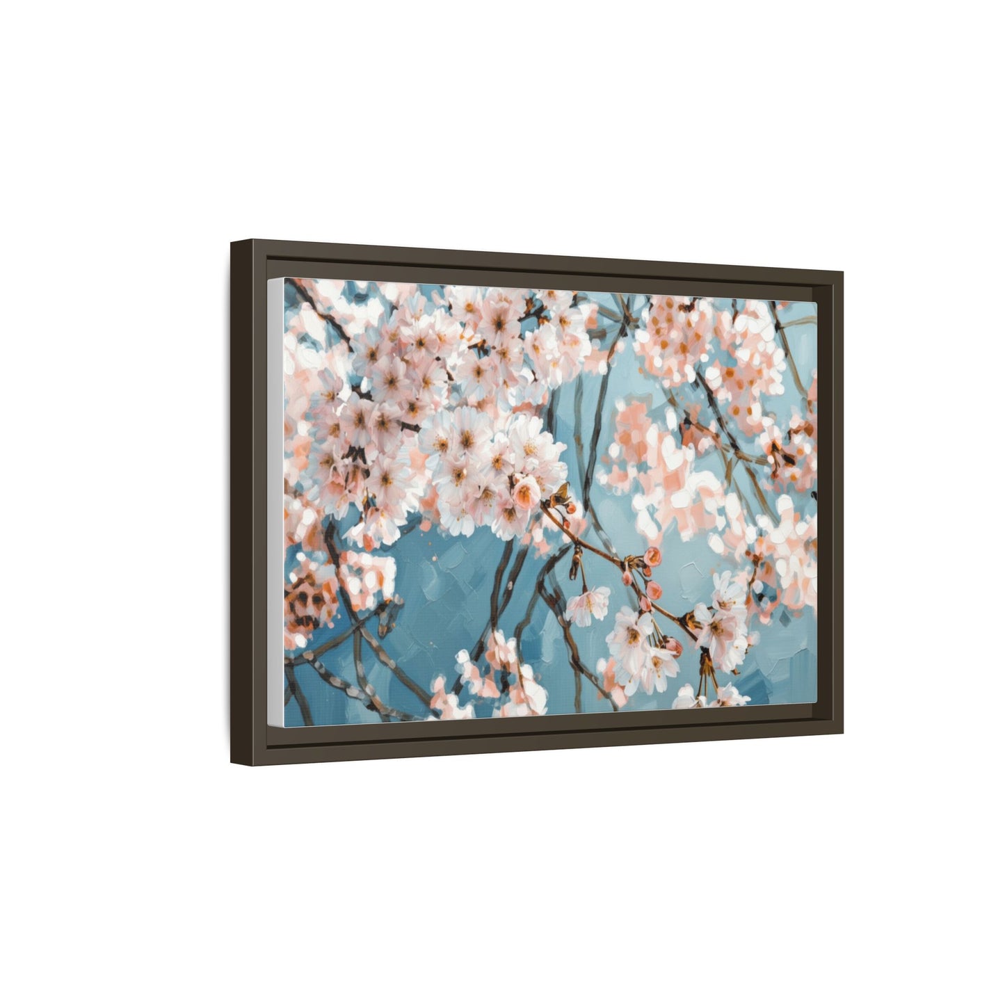 Framed Cherry Blossom Matte Canvas Print — Soft Pink Floral Wall Art