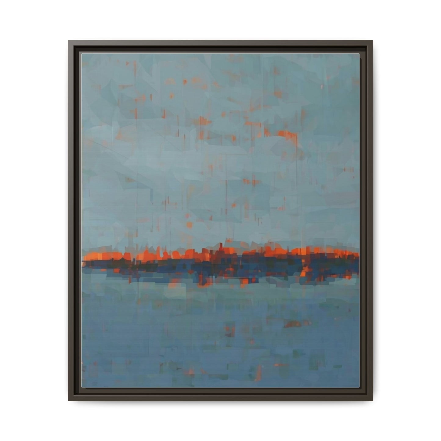 Framed Canvas Art — Teal & Orange Abstract Seascape