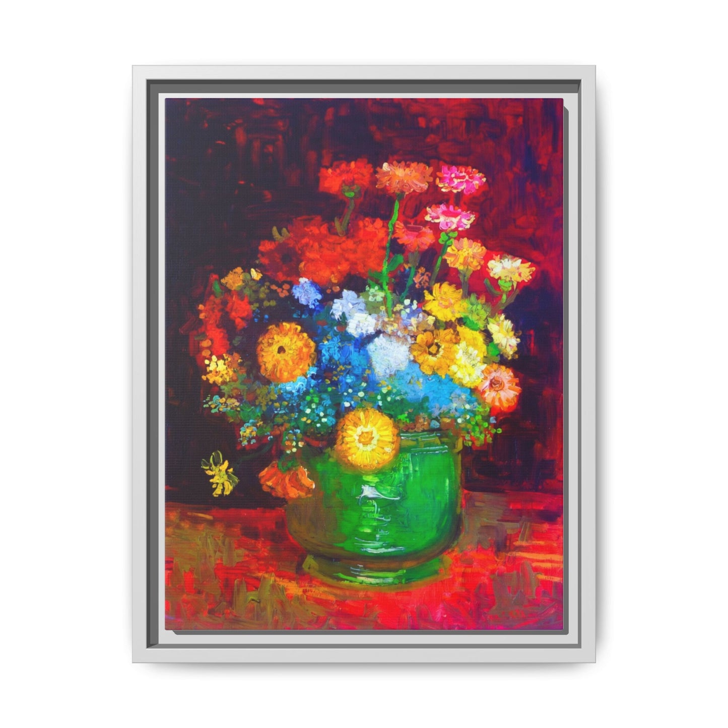 Framed Floral Canvas Print — Colorful Bouquet Wall Art
