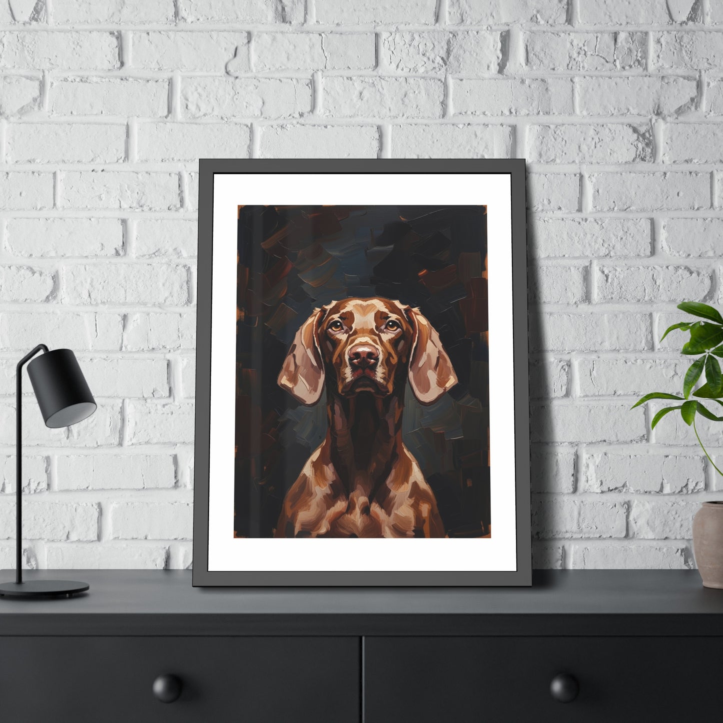 Chocolate Vizsla Dog Framed Paper Posters