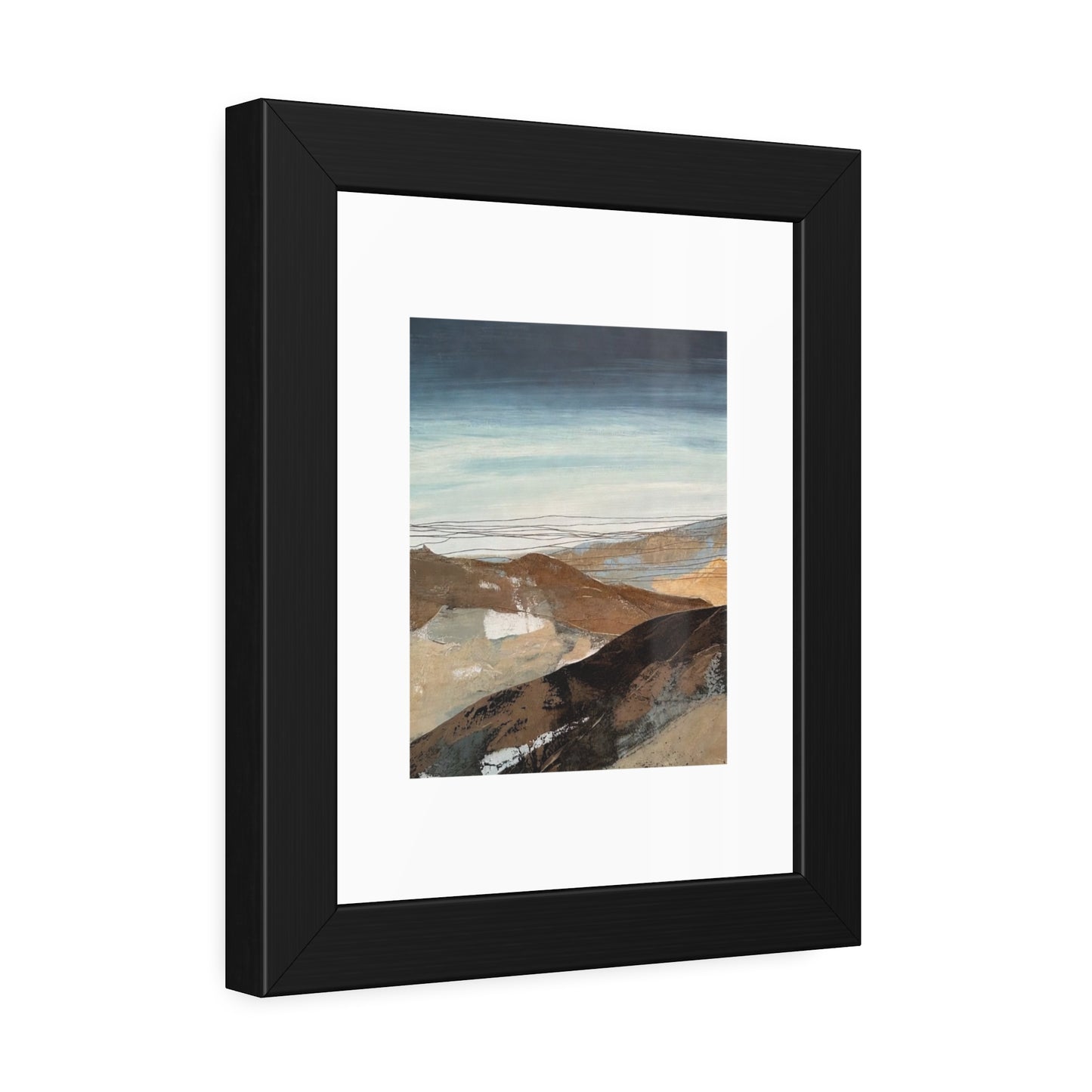 Framed Landscape Art Print — Minimal Coastal Mountain Poster