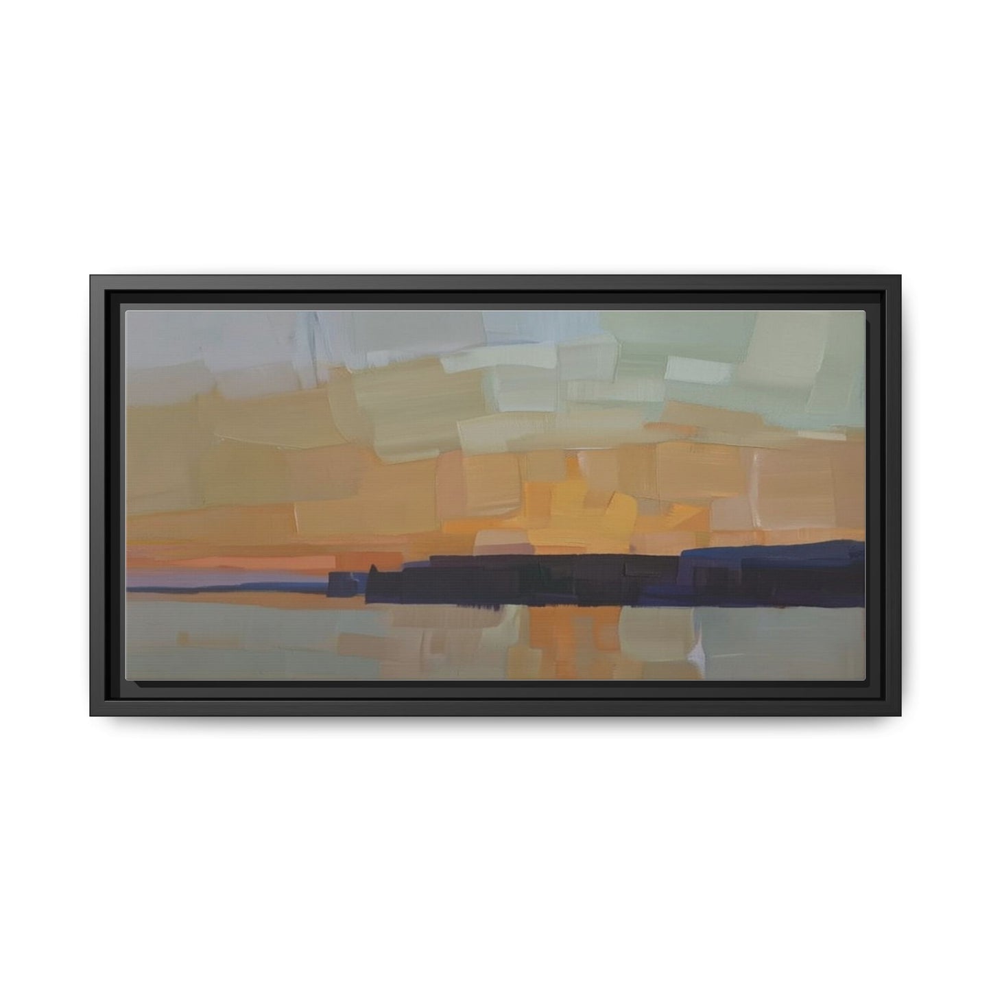 Framed Matte Canvas Sunset Abstract Landscape Art Print