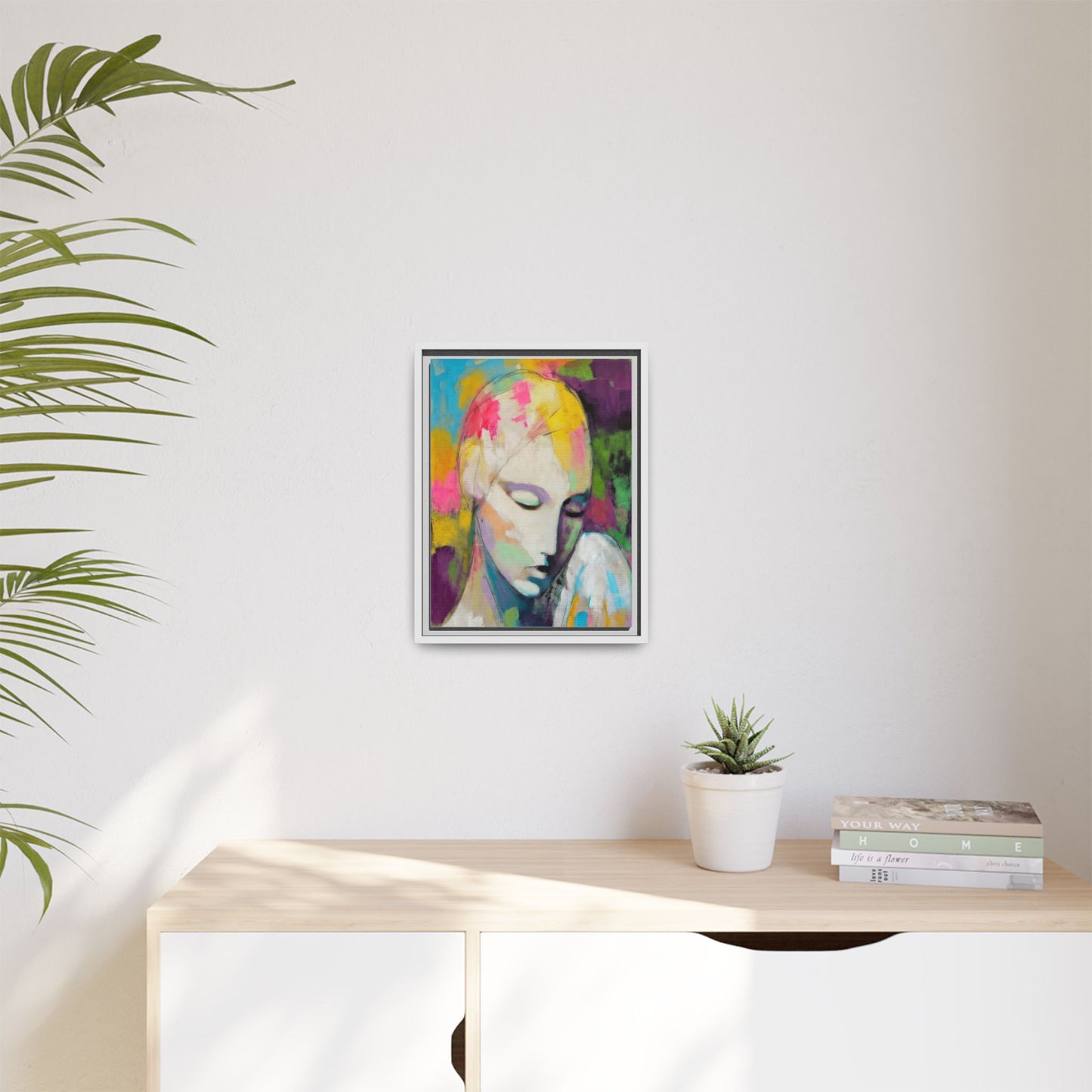 Framed Matte Canvas Art - Colorful Abstract Portrait