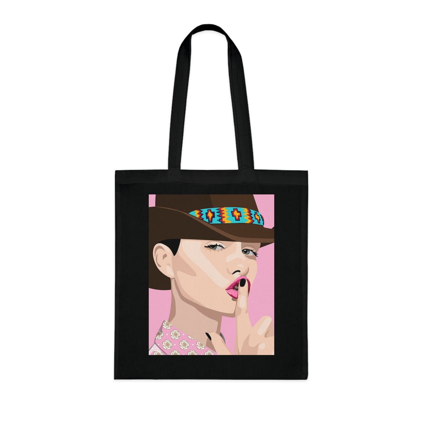 Pop Art Woman Tote Bag — Stylish Retro Portrait Cotton Shopper