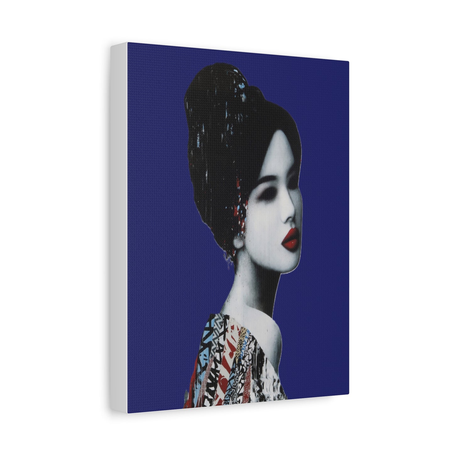 Geisha Portrait Matte Canvas Print — Modern Asian-Inspired Wall Art