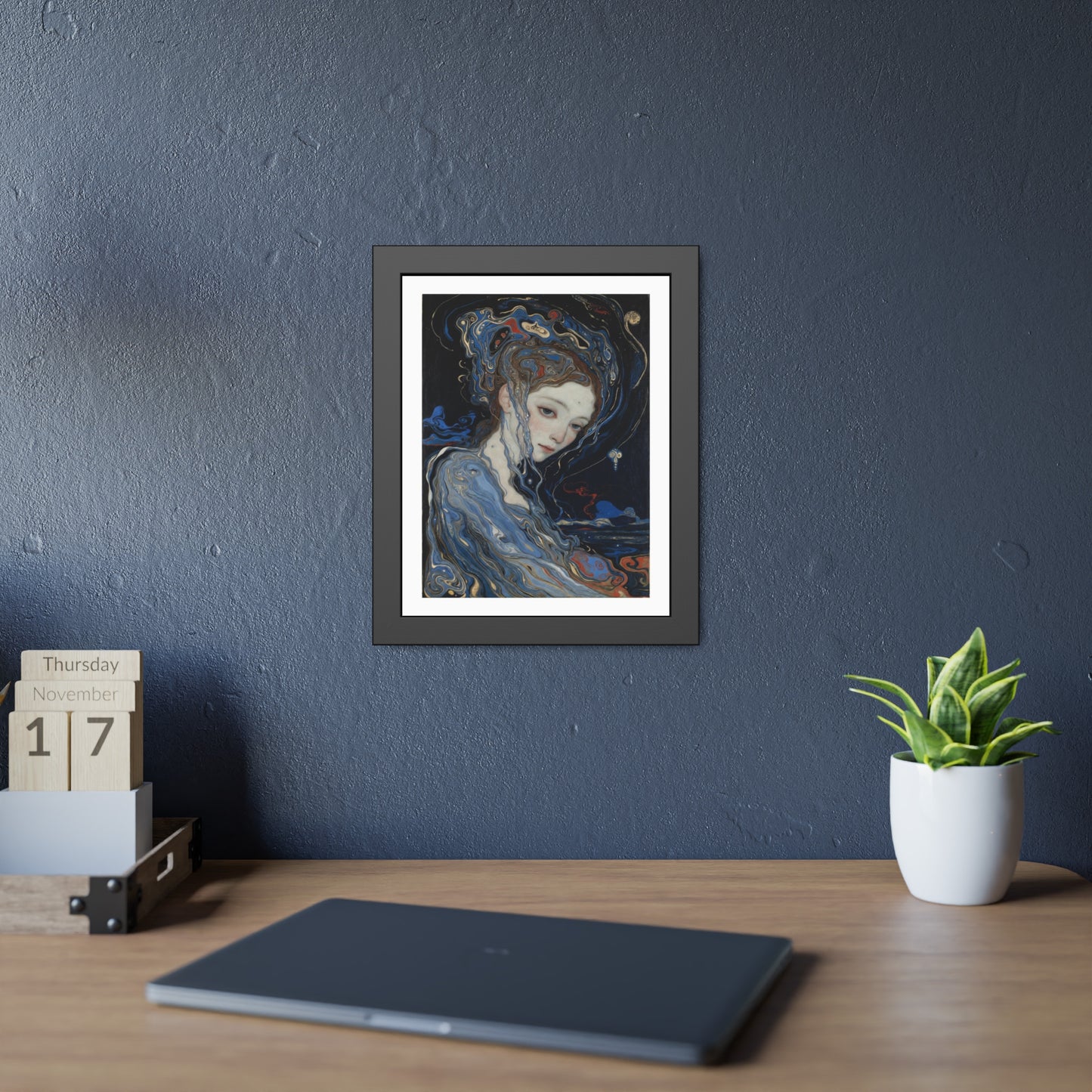 Framed Art Print — Dreamy Blue Portrait Poster