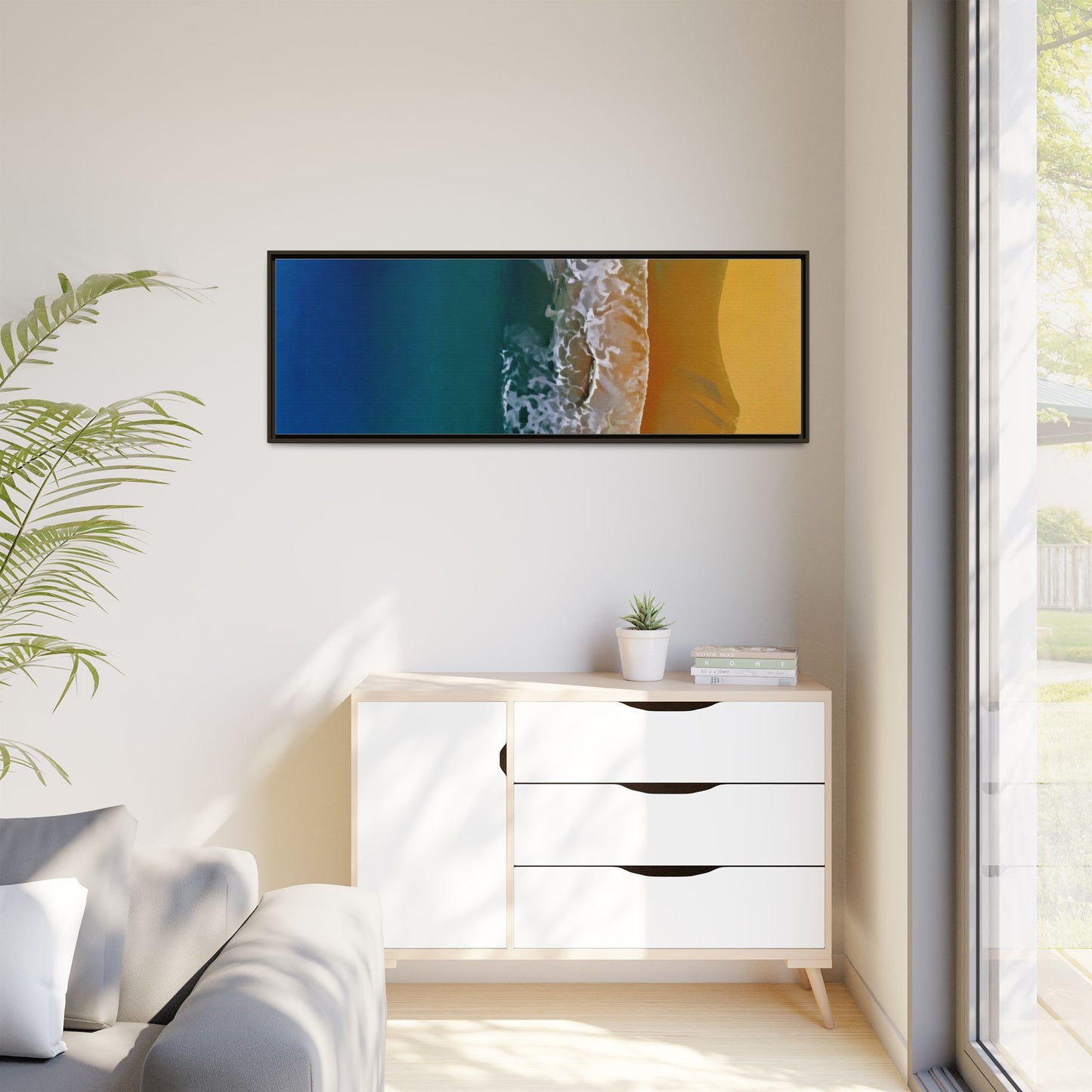 Framed Matte Canvas Seascape Print – Coastal Waves Wall Art