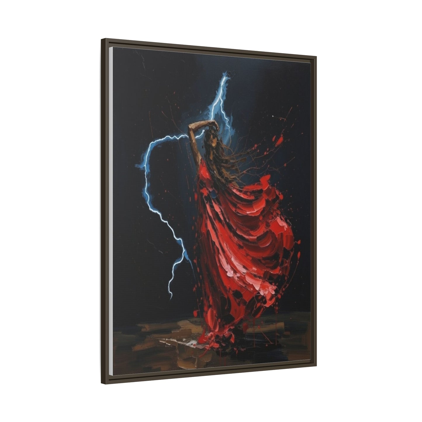 Framed Matte Canvas Print — Red Dancer Lightning Art