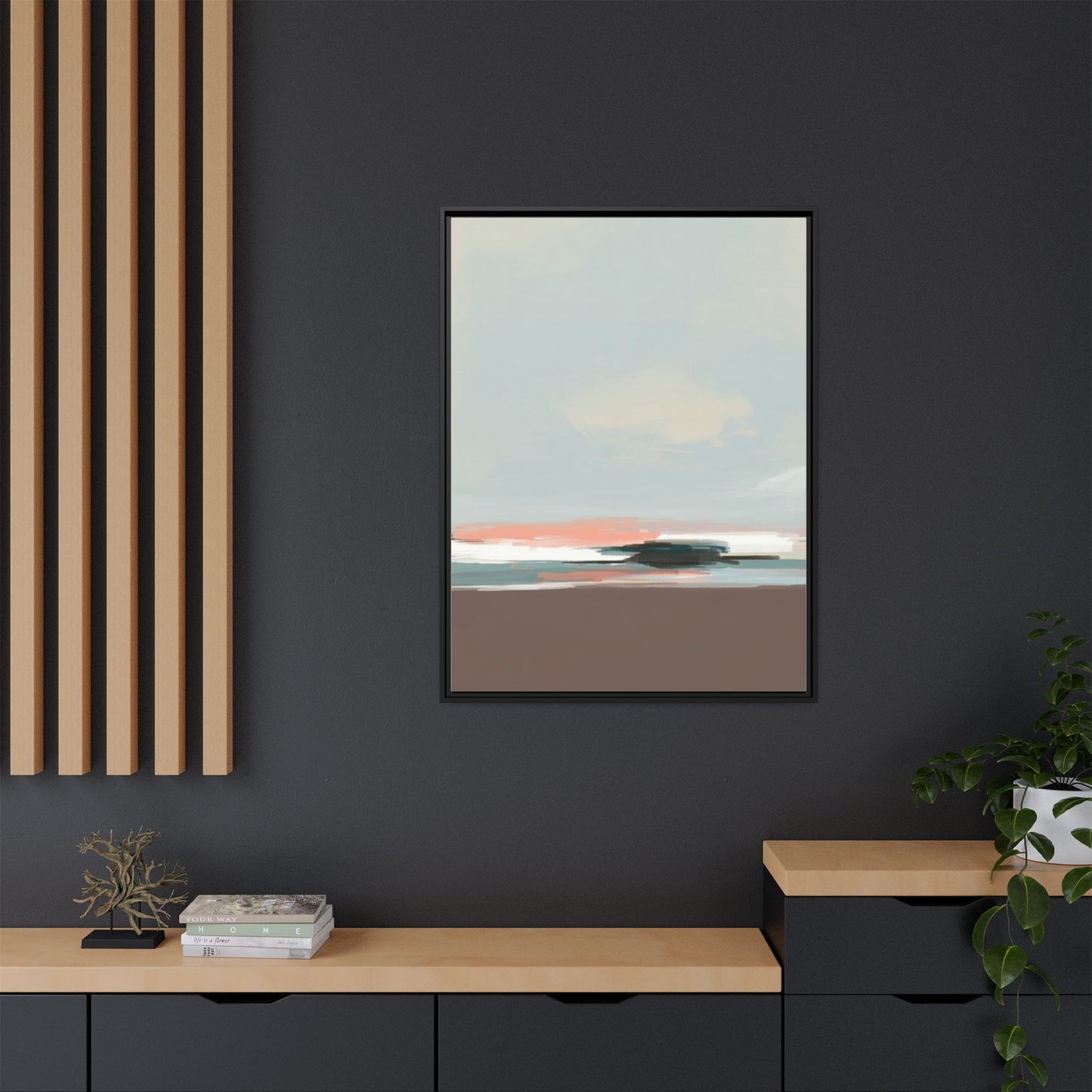 Framed Matte Canvas Print — Soft Coastal Abstract Landscape
