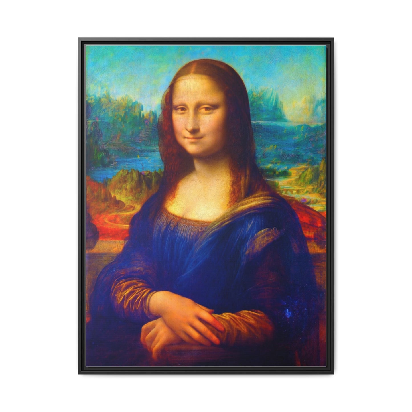 Framed Matte Canvas Print — Colorful Mona Lisa Wall Art
