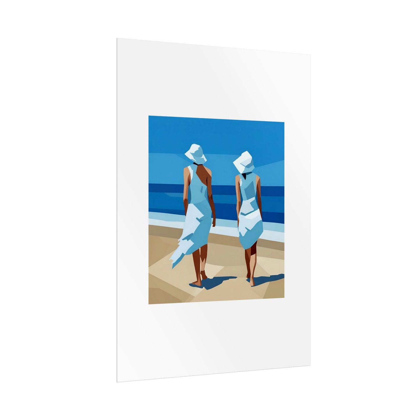 Beach Stroll Art Poster — Minimalist Coastal Print (Rolled Poster)