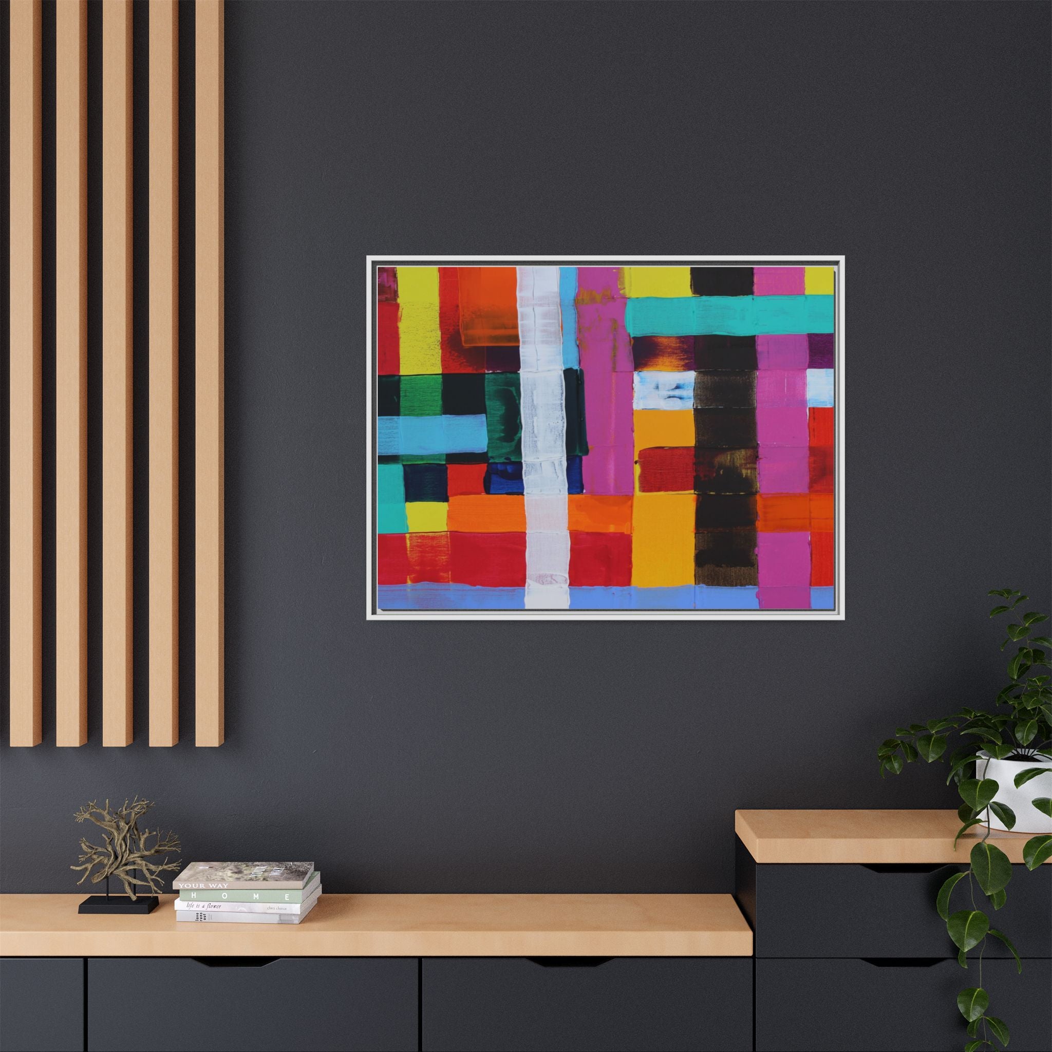 Farbfeld Malerei (Acryl) by Unknown Artist Matte Framed Canvas Wall Art Print