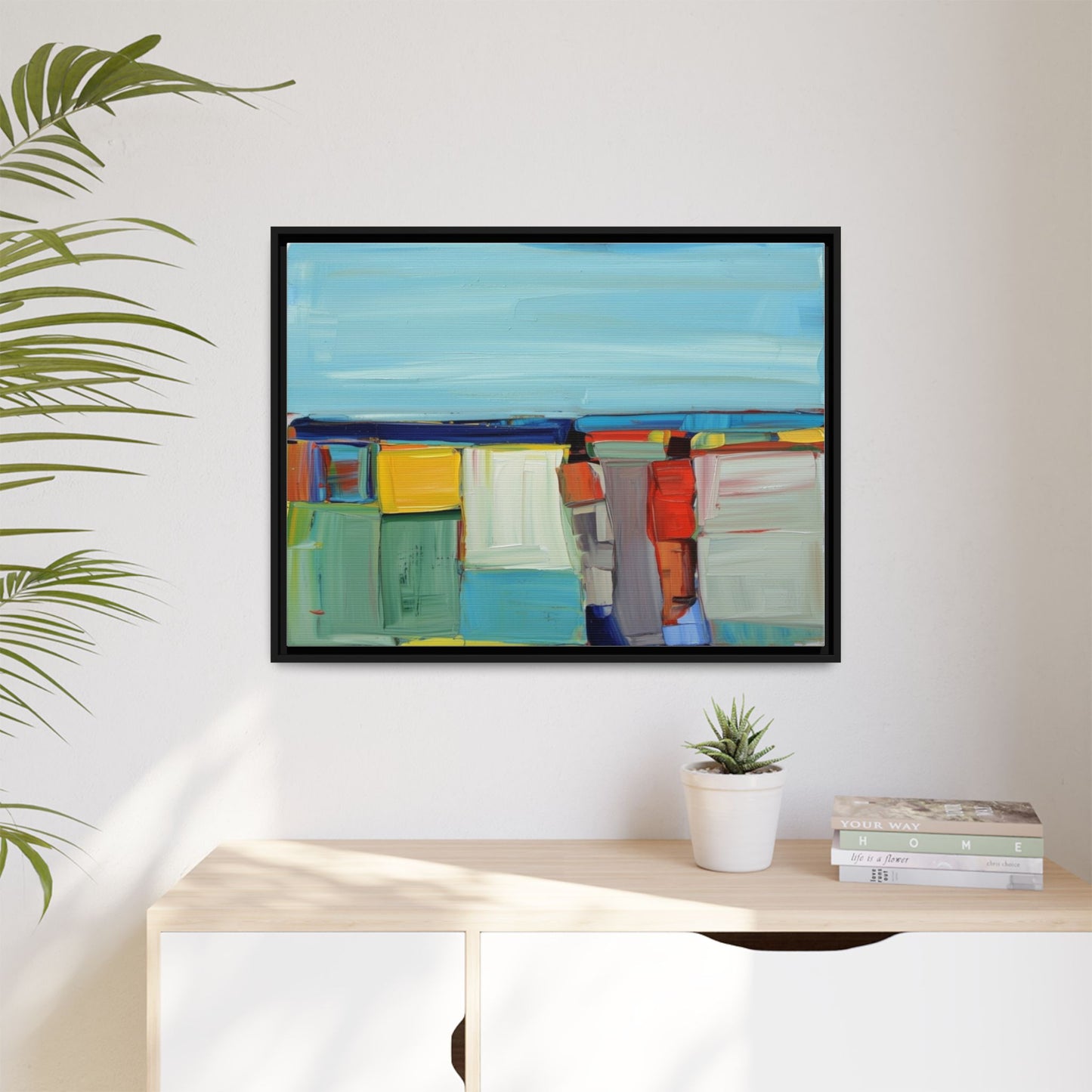 Abstract Coastal Blocks Matte Canvas Print (Framed)
