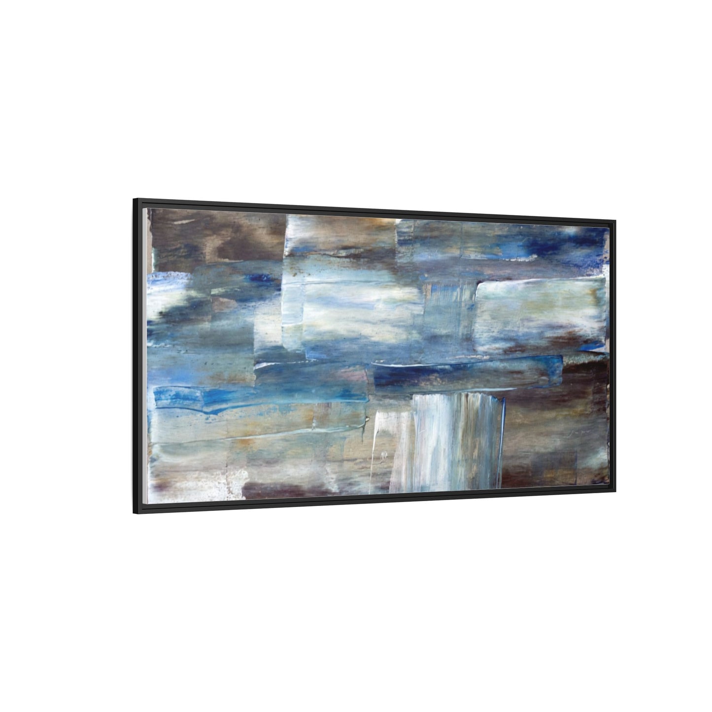 Abstract Blue Coastal Matte Canvas Framed Wall Art