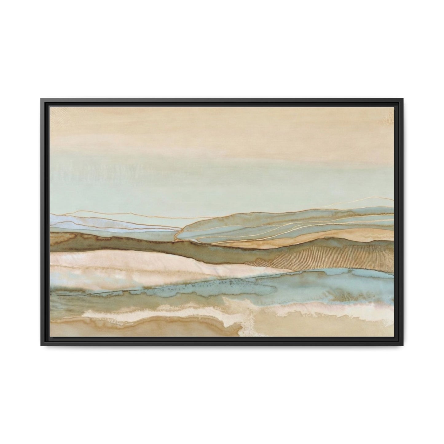 Framed Matte Canvas Coastal Abstract Landscape Wall Art