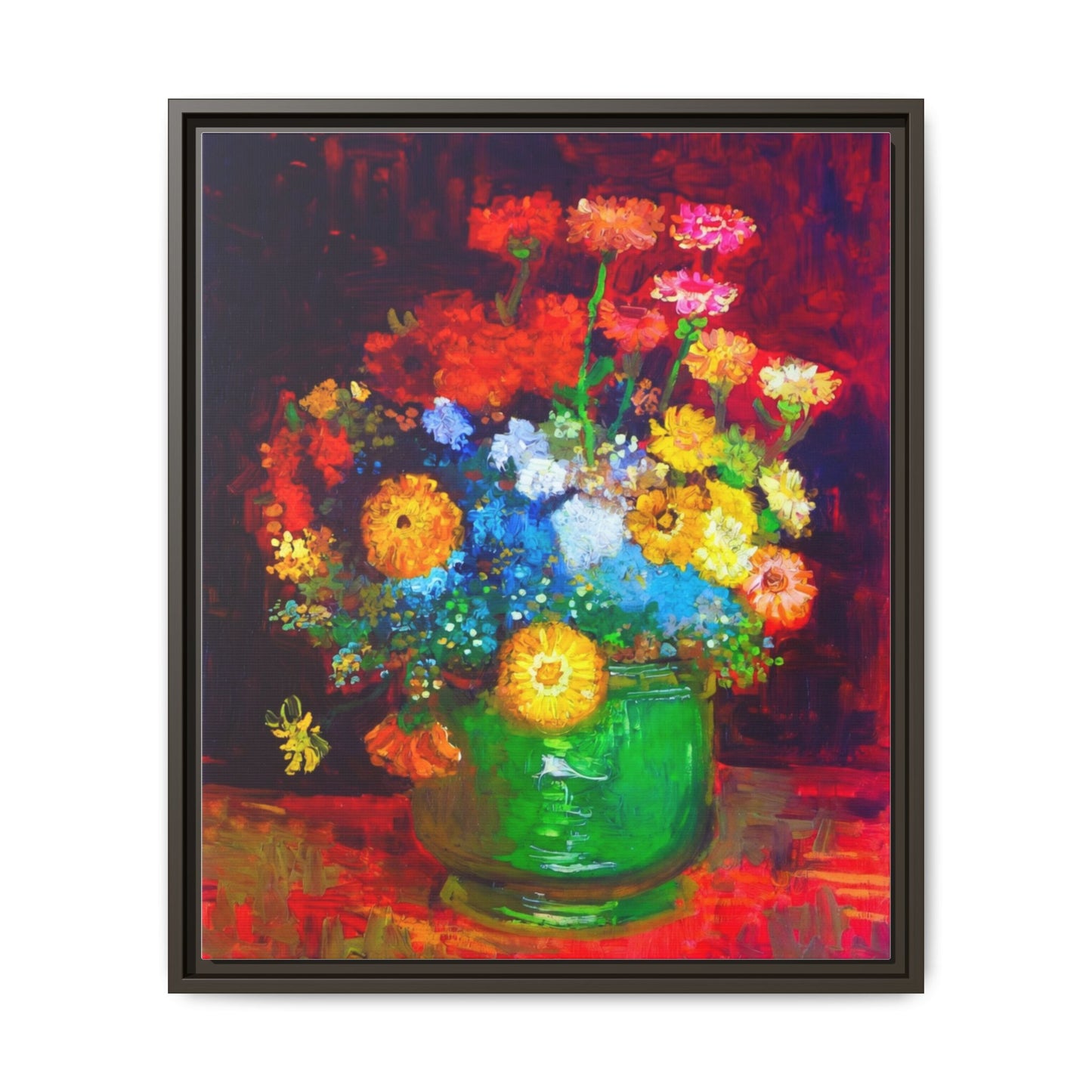 Framed Floral Canvas Print — Colorful Bouquet Wall Art