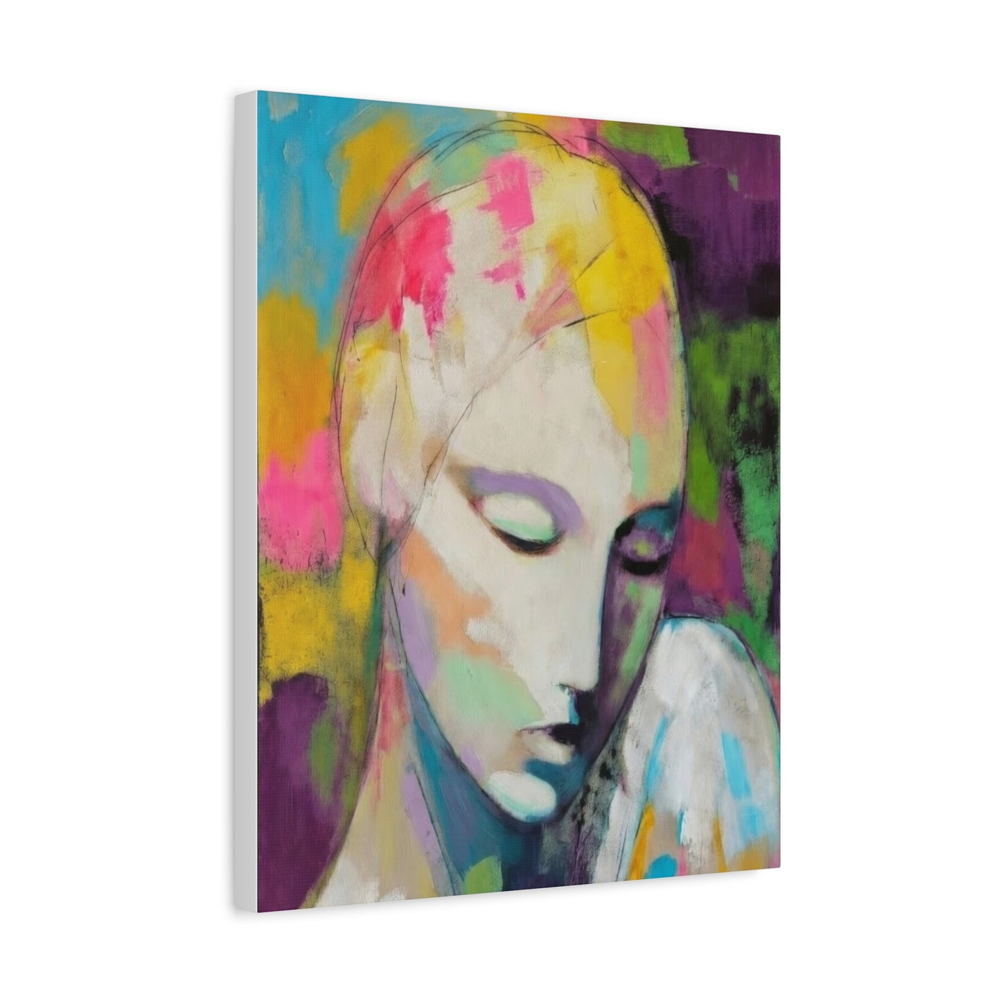 Abstract Angel Portrait Canvas - Colorful Modern Wall Art