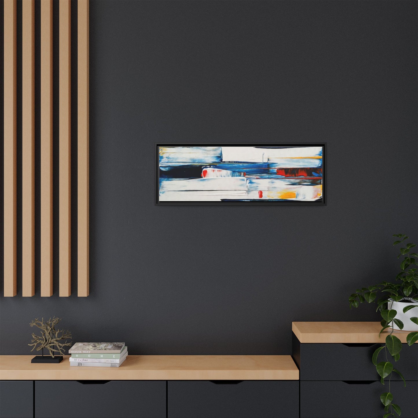 Abstract Coastal Brushstrokes Framed Canvas Print