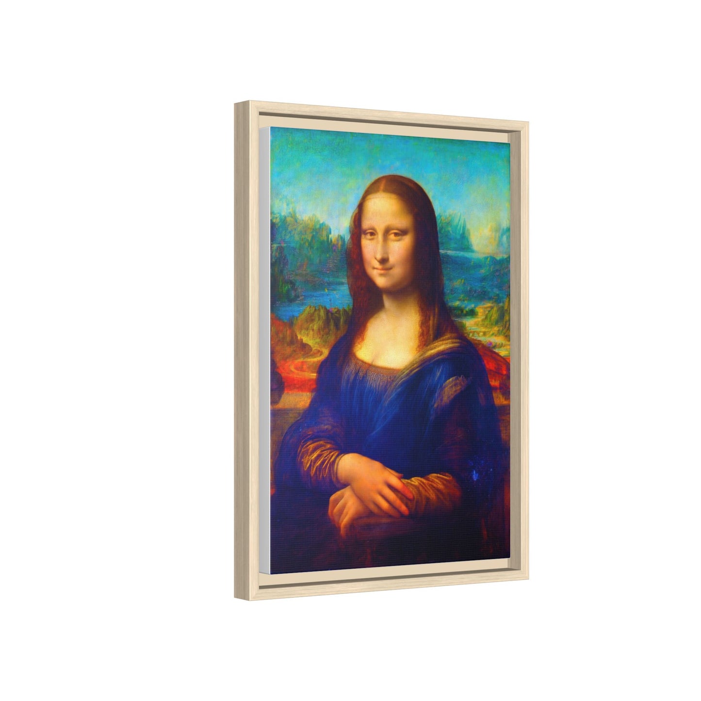 Framed Matte Canvas Print — Colorful Mona Lisa Wall Art