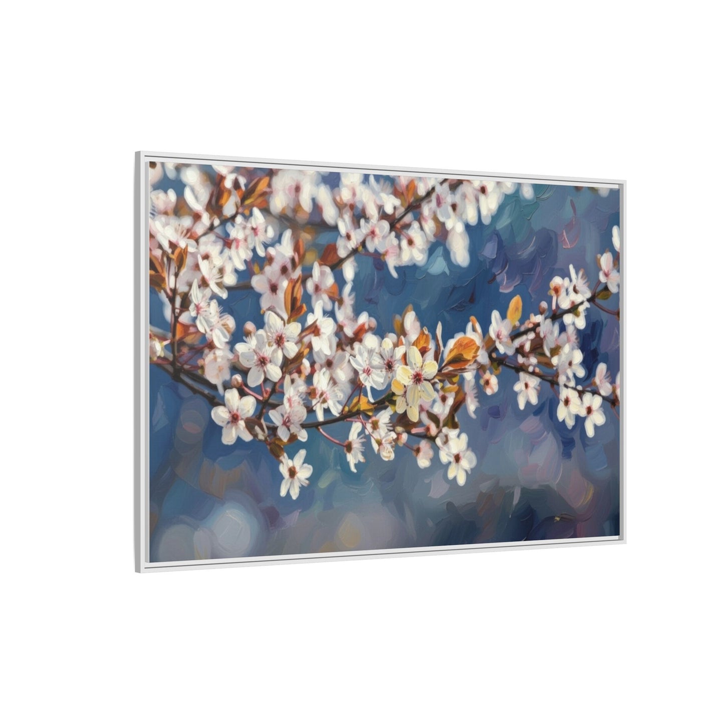 Framed Matte Canvas Print — Cherry Blossom Branch Wall Art