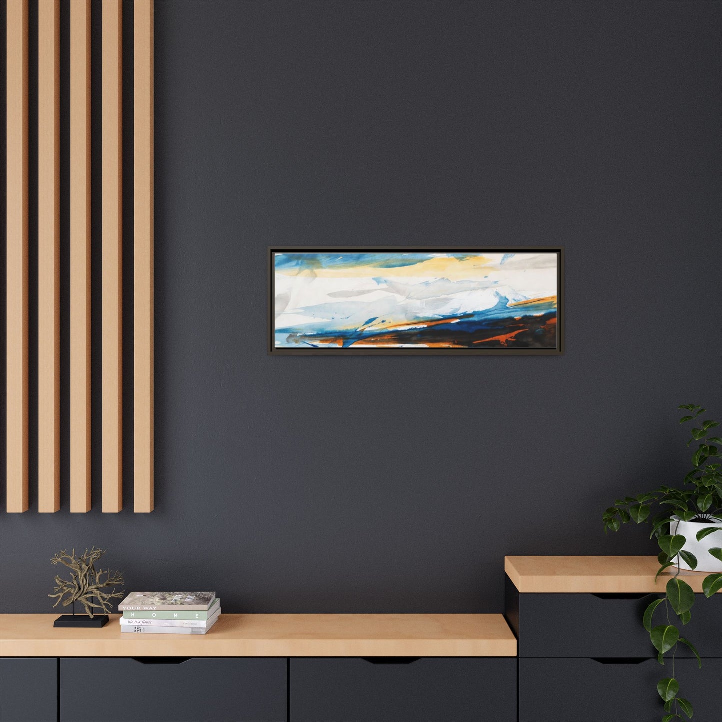 Abstract Coastal Waves Matte Canvas Framed Wall Art