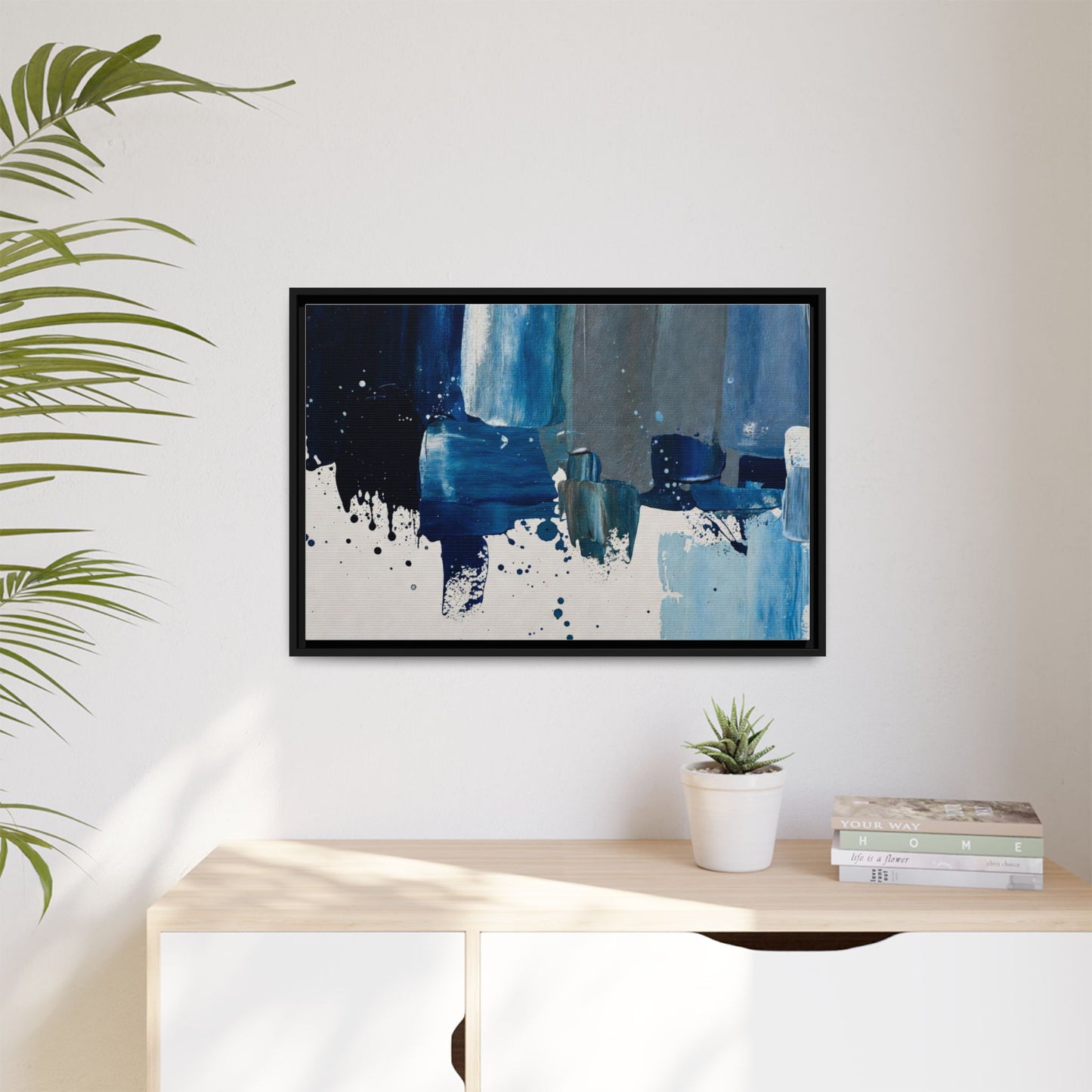 Abstract Blue Ocean Matte Canvas Framed Wall Art