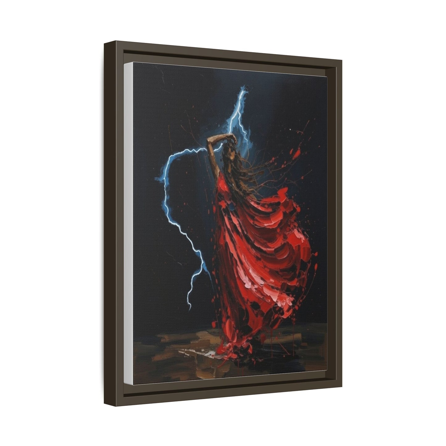 Framed Matte Canvas Print — Red Dancer Lightning Art