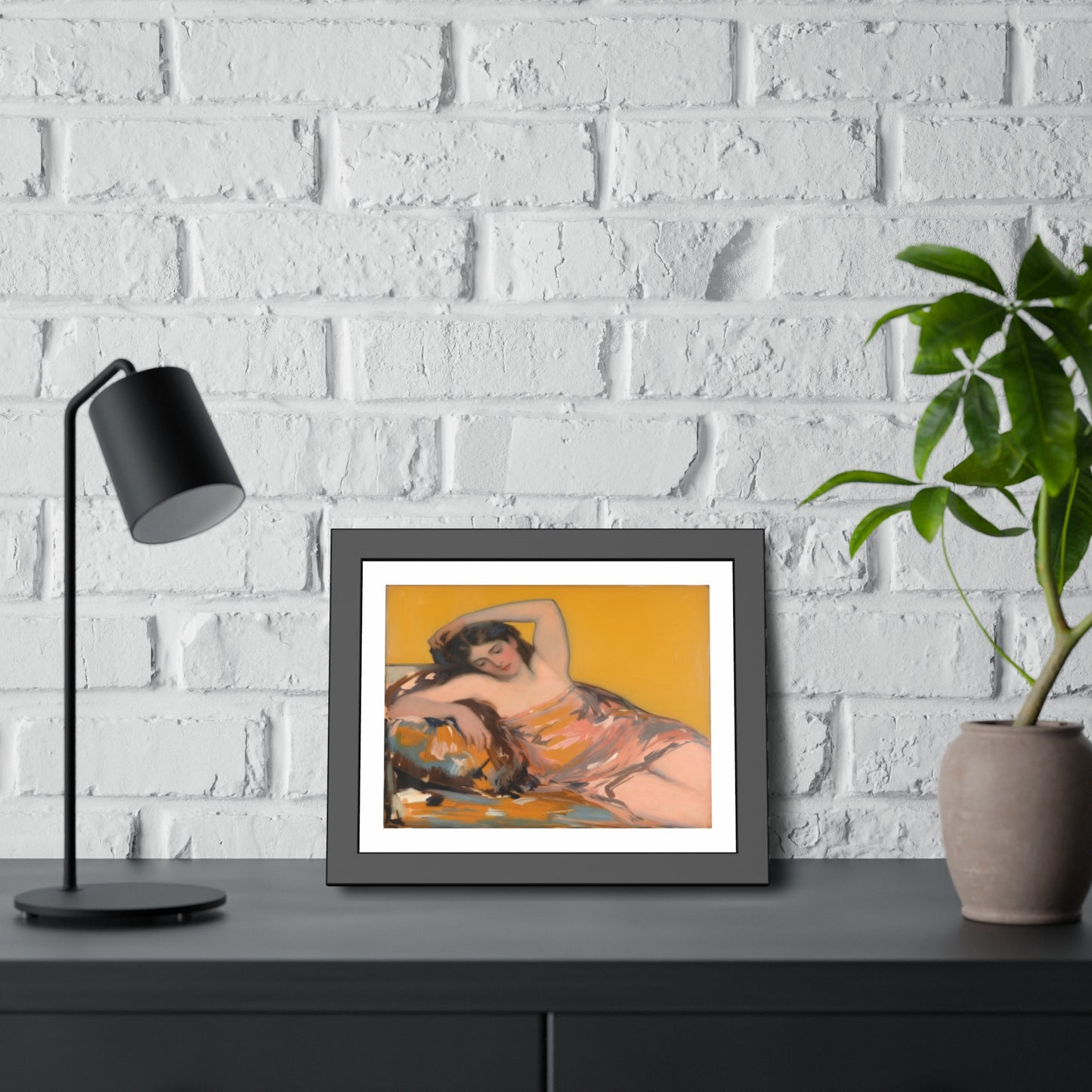 Framed Art Poster — Vintage Reclining Woman Print, Museum-Style Wall Art