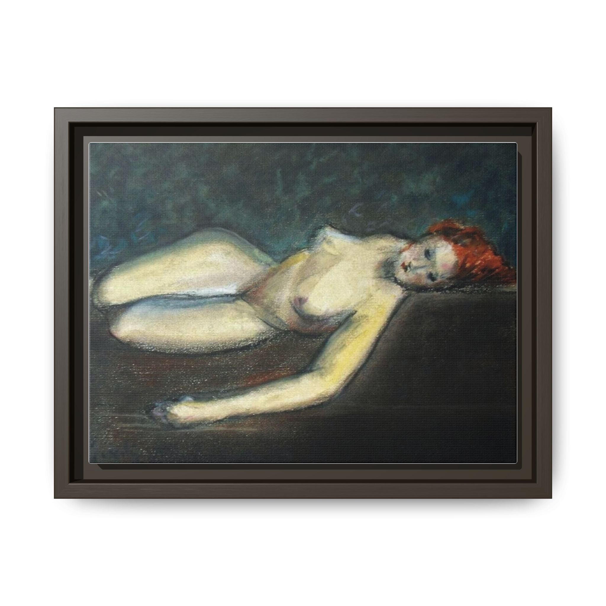 Lying nude by Paul Gosselin Framed Matte Canvas Wall Art Print