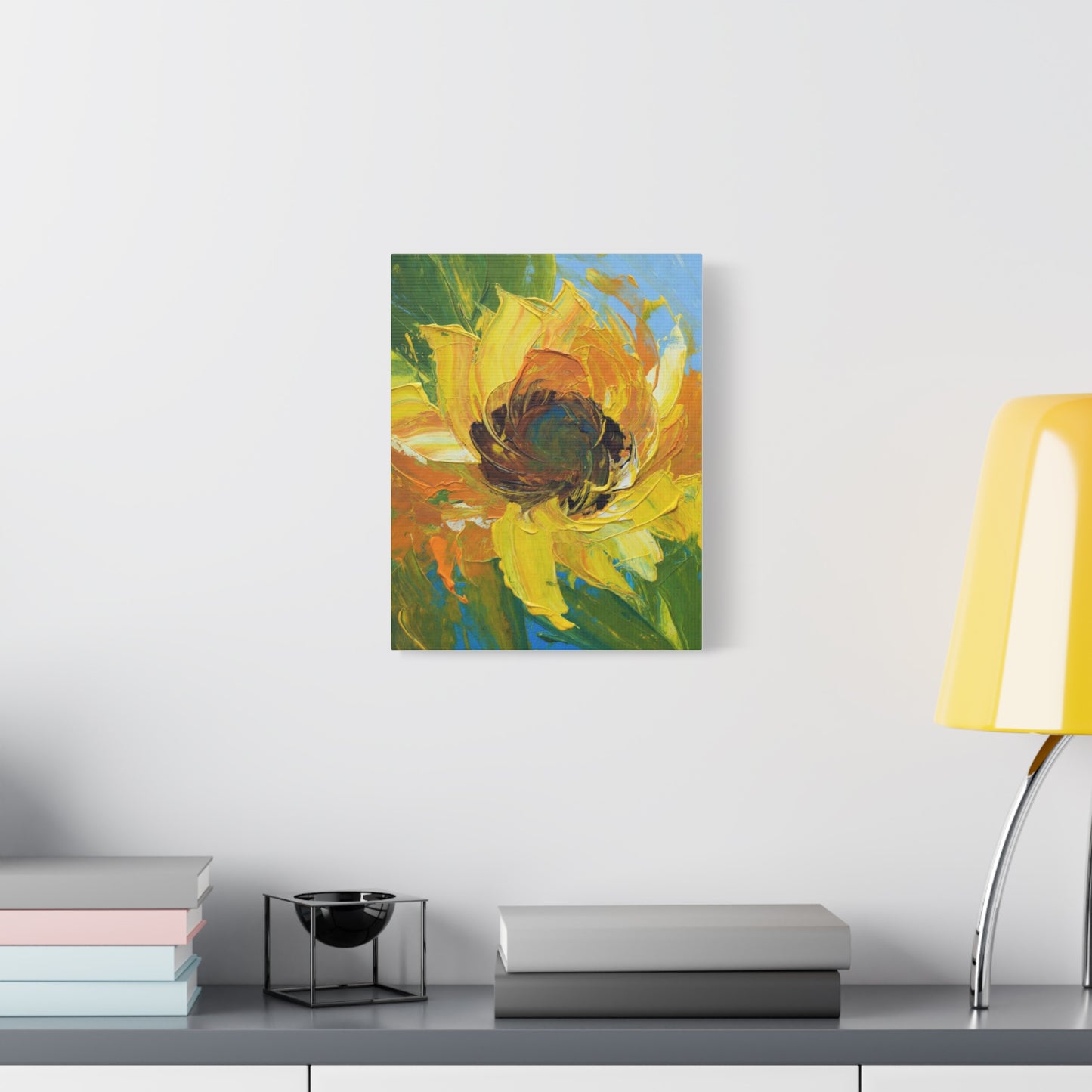 Sunflower Abstract Matte Canvas Wall Art — Bright Floral Painting on Stretched Canvas