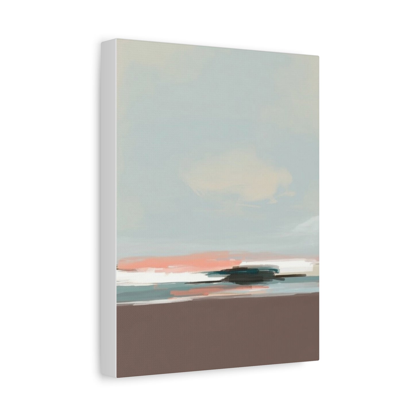 Coastal Abstract Canvas Art – Soft Pastel Seascape Matte Stretched Canvas