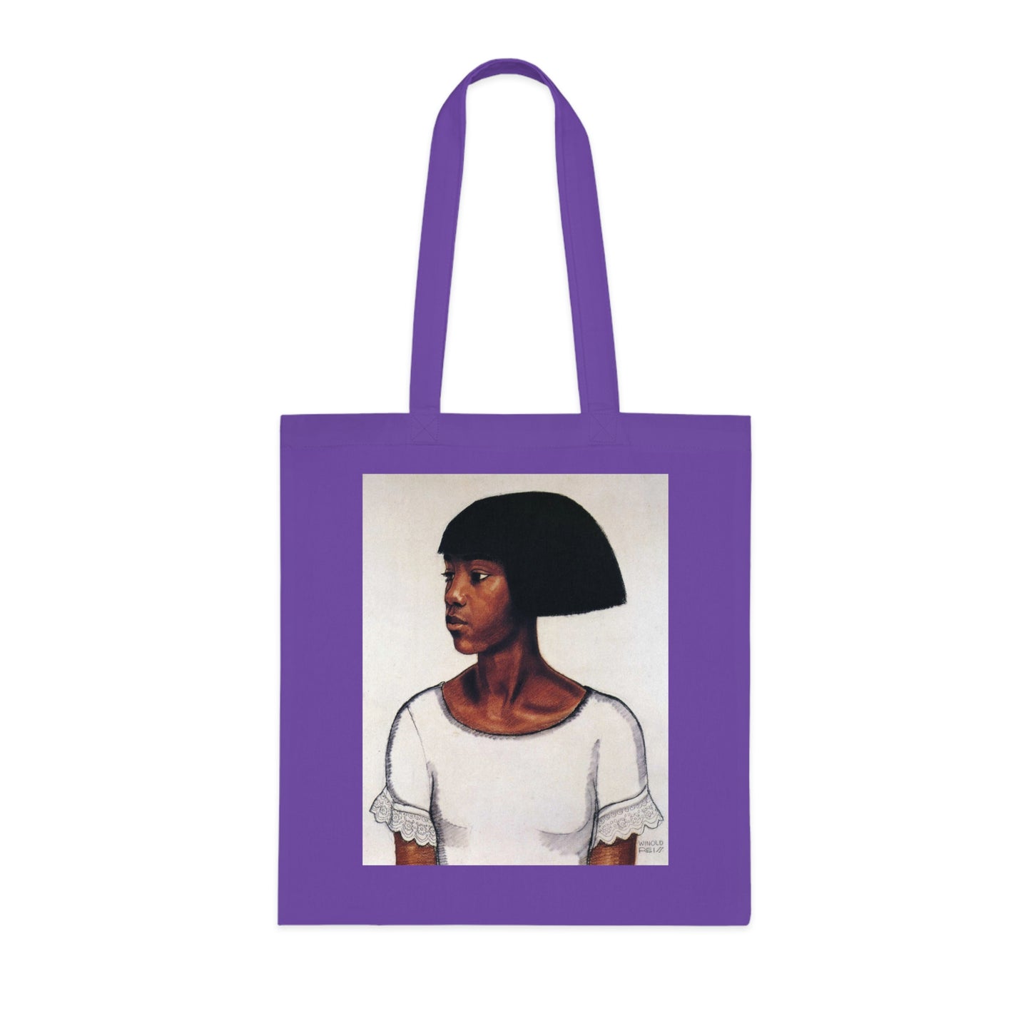 Portrait Cotton Tote Bag — Artistic Black Woman Illustration