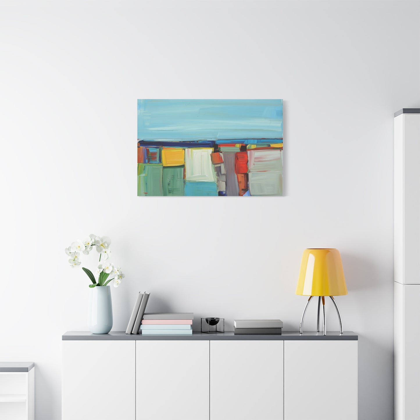 Abstract Coastal Landscape Canvas Print — Colorful Modern Seascape Wall Art