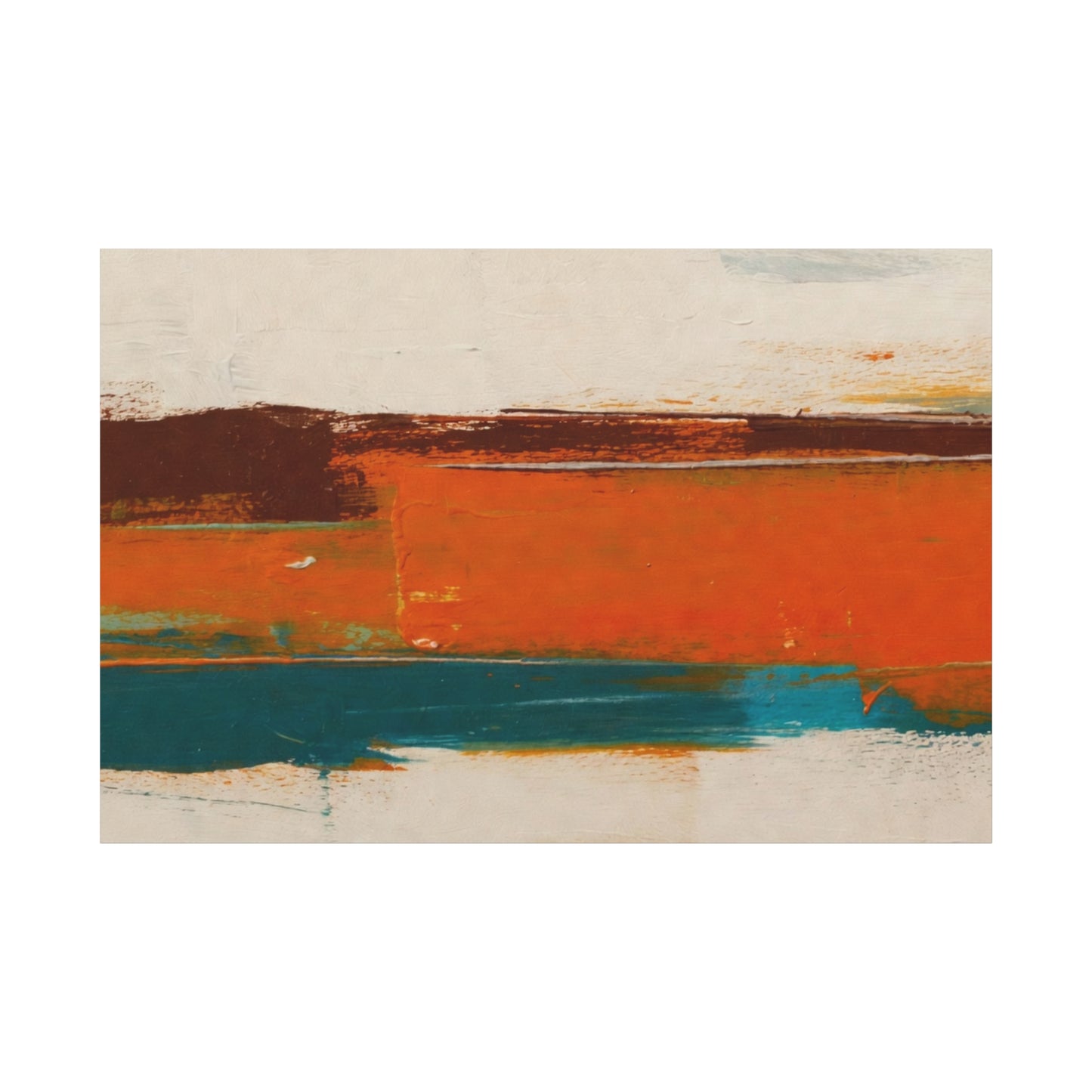 Abstract Orange & Teal Matte Canvas Wall Art — Stretched 1.25"