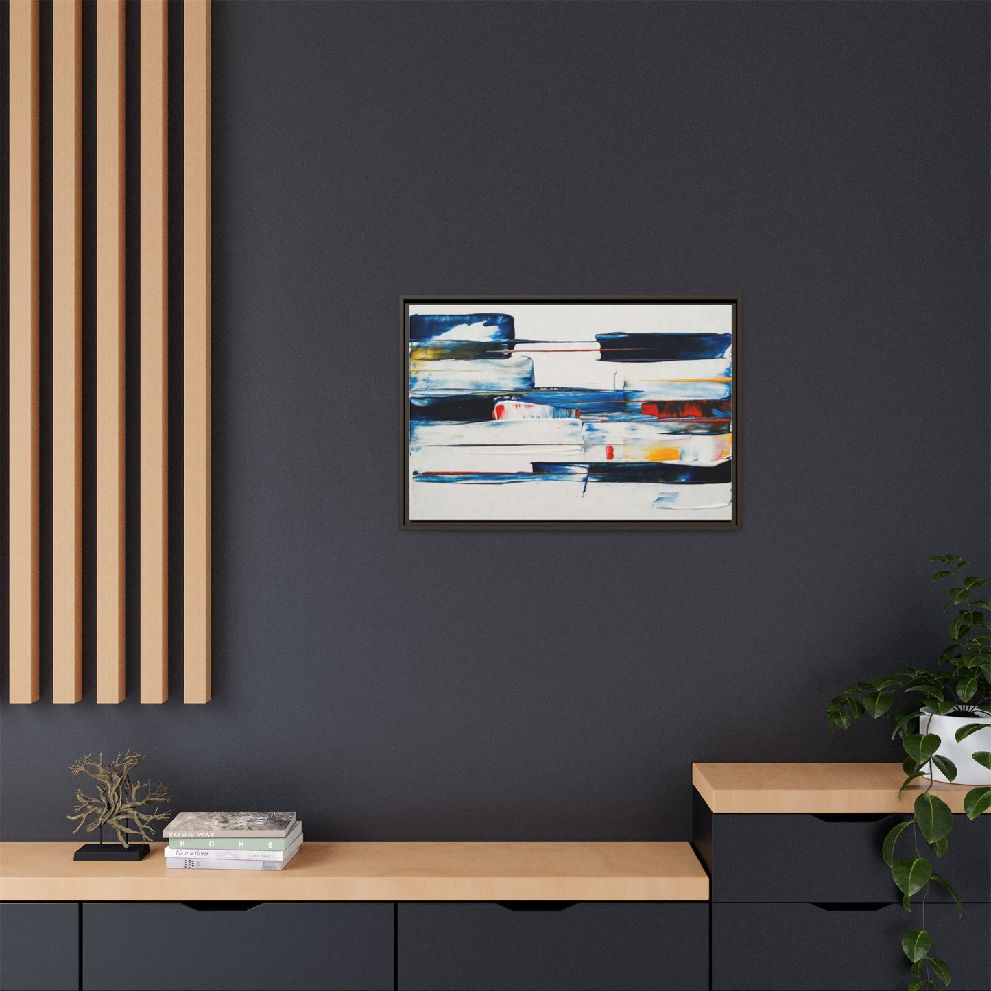 Abstract Coastal Brushstrokes Framed Canvas Print