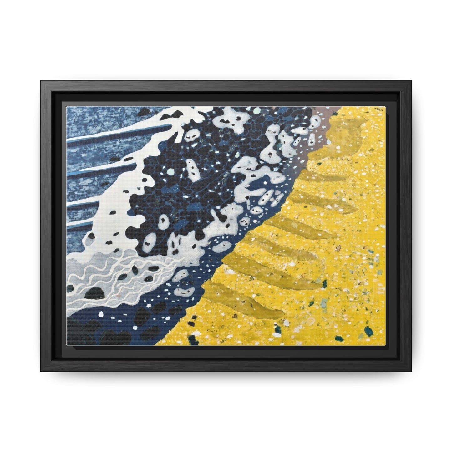 Framed Abstract Ocean & Sand Matte Canvas Print