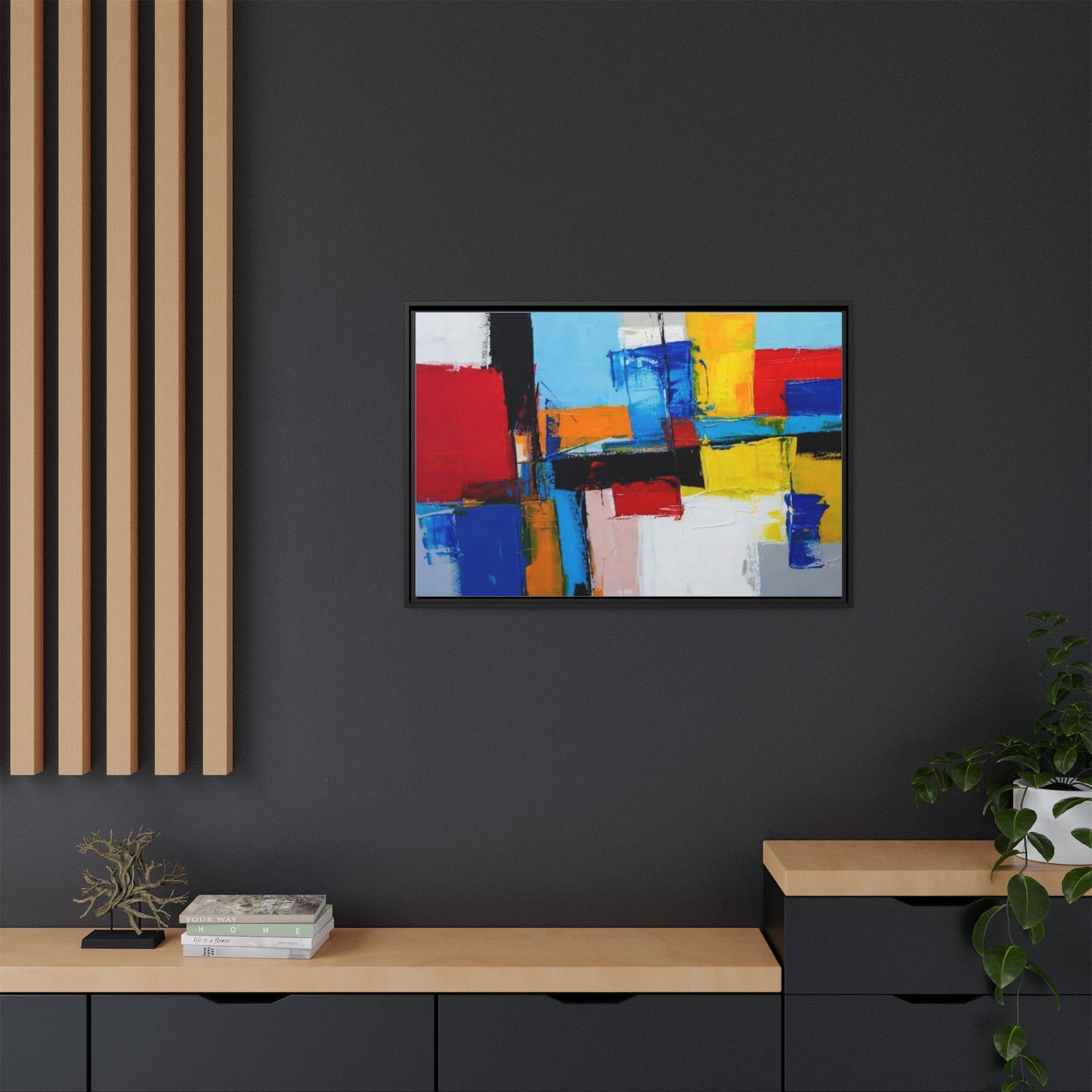 Abstract Color Block Matte Canvas Framed Wall Art