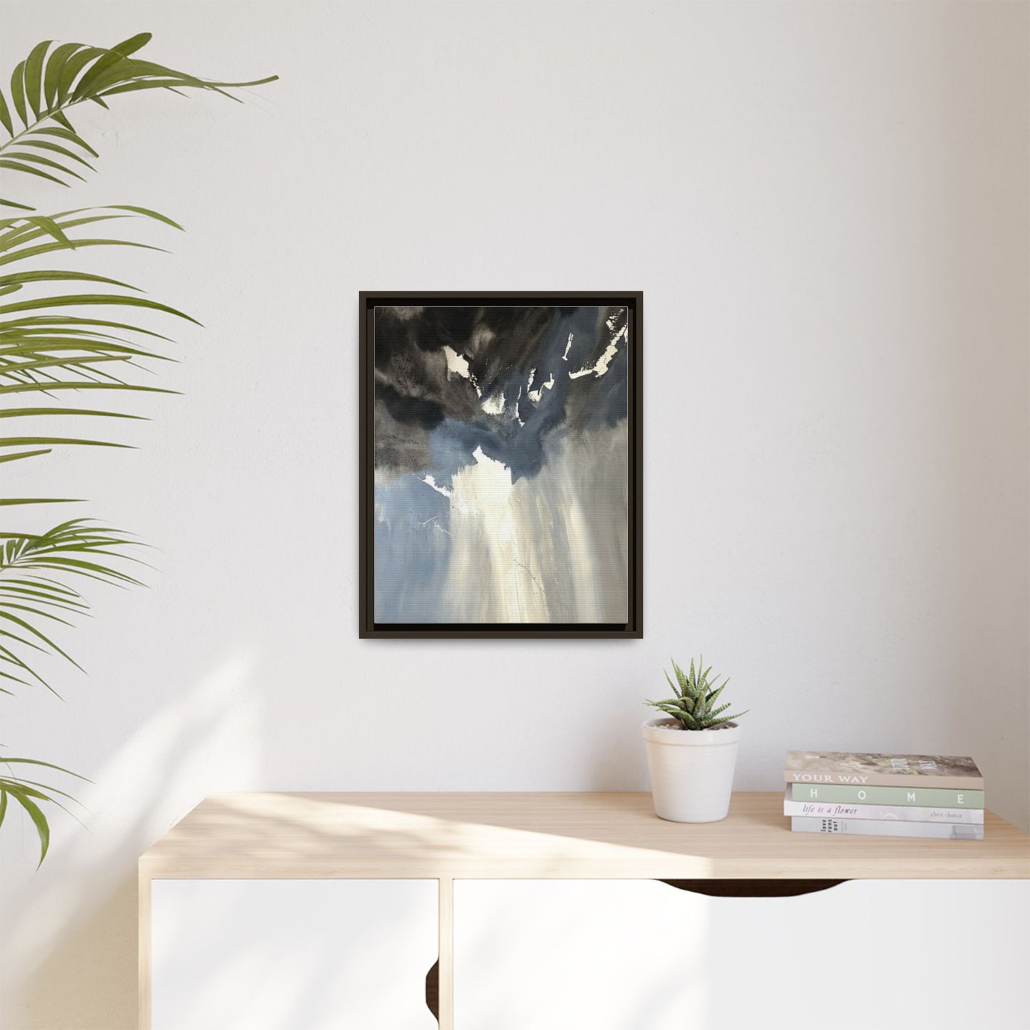 Framed Matte Canvas Art — Moody Abstract Sky Painting