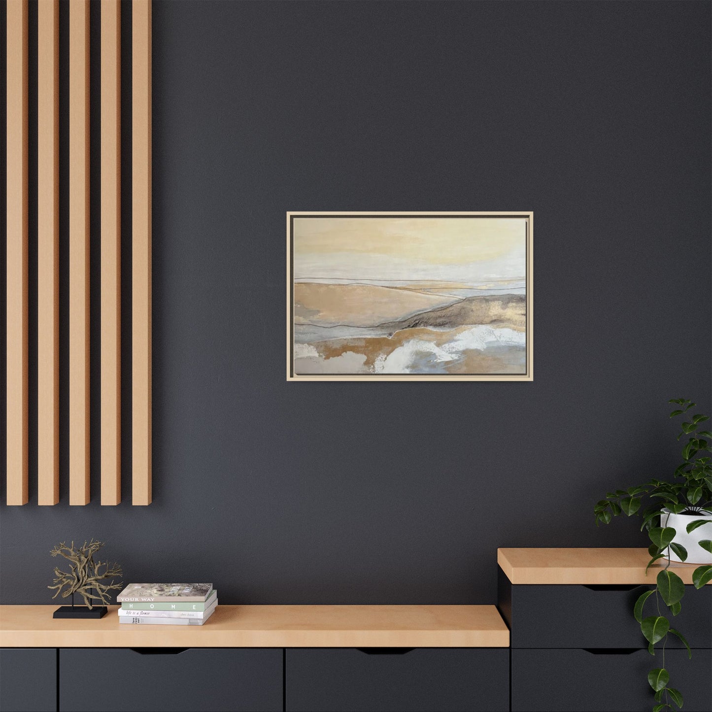 Framed Abstract Coastal Landscape Matte Canvas Wall Art