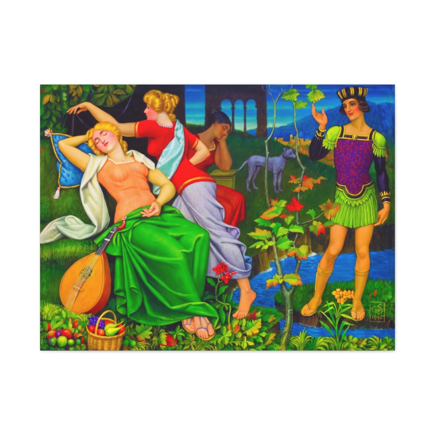 Colorful Renaissance-Inspired Matte Stretched Canvas Art