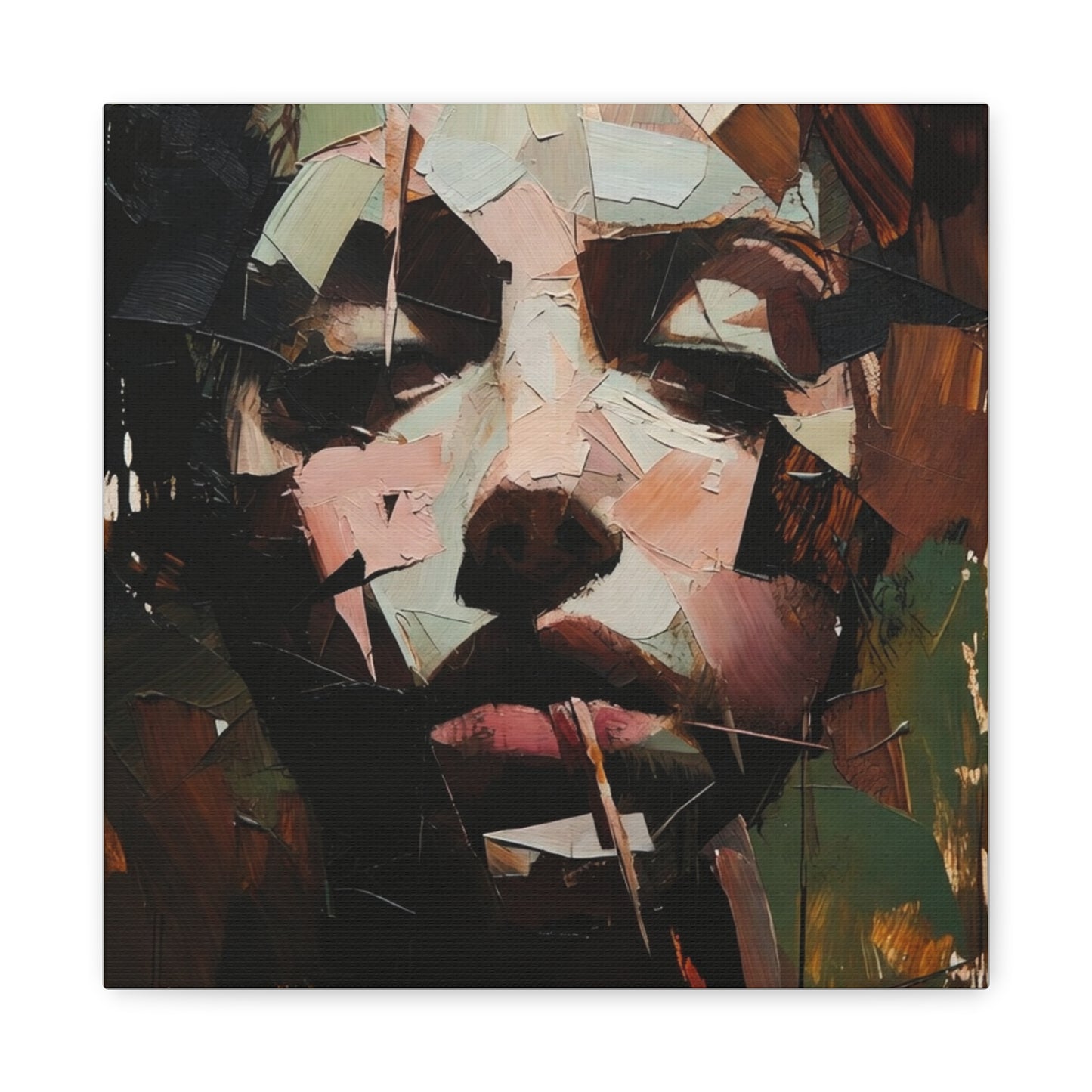 Abstract Portrait Matte Stretched Canvas (1.25") — Contemporary Textured Face Art