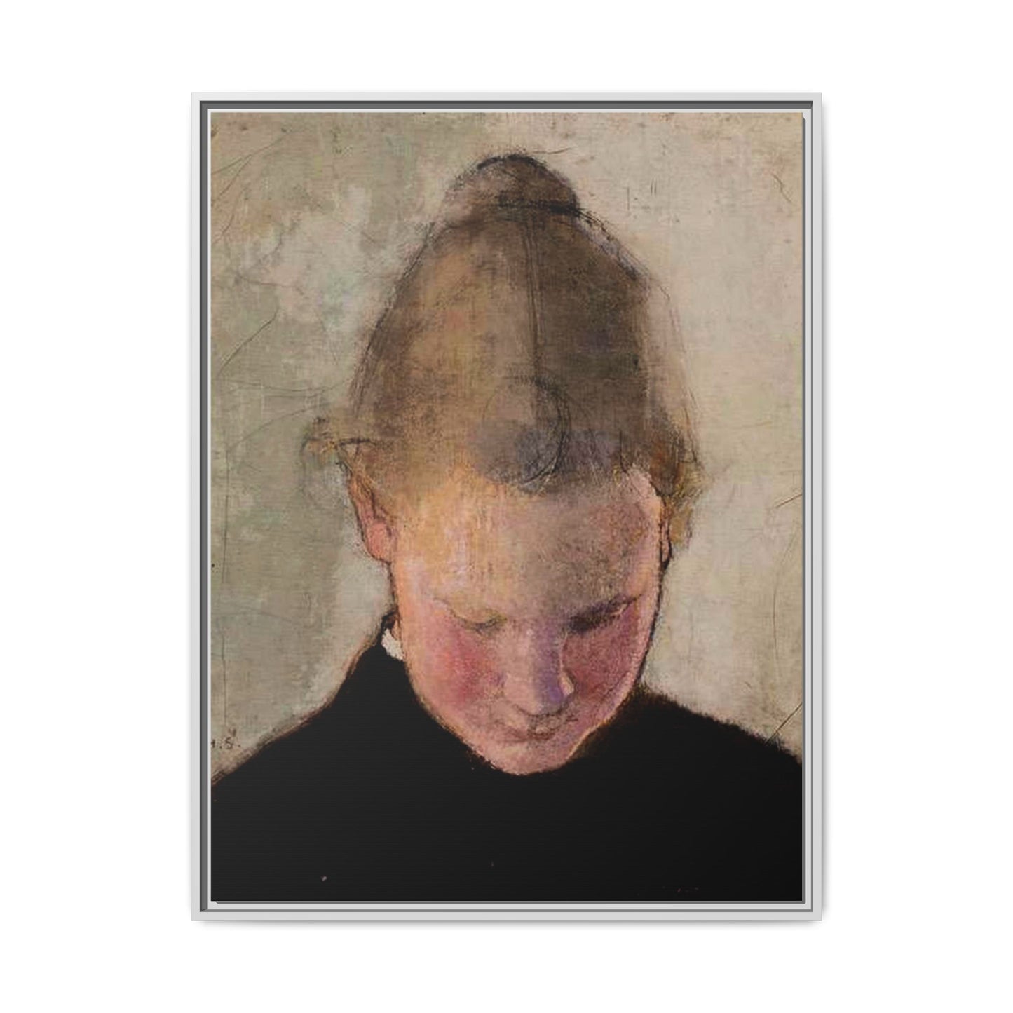 Lukeva tytto by Helena Schjerfbeck Framed Matte Canvas Art Print