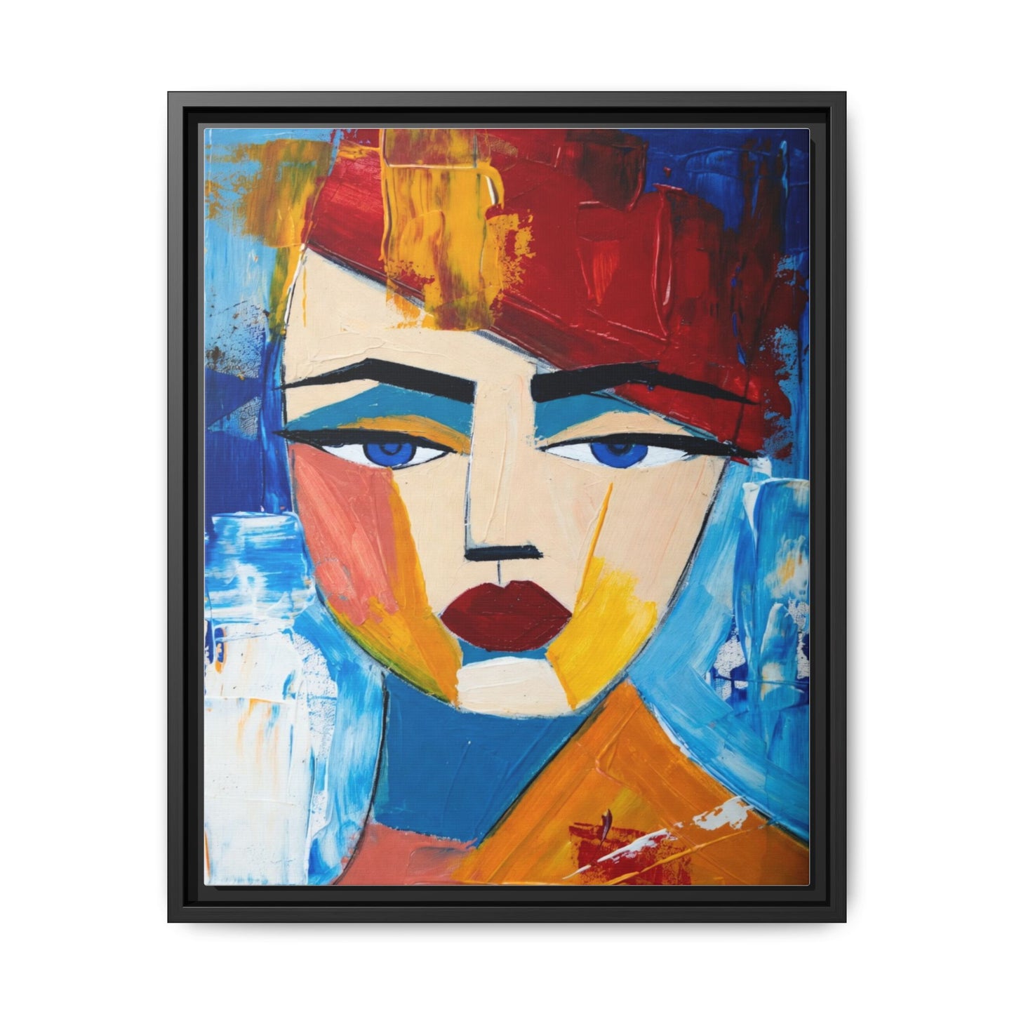 Abstract Colorful Portrait Framed Canvas Art