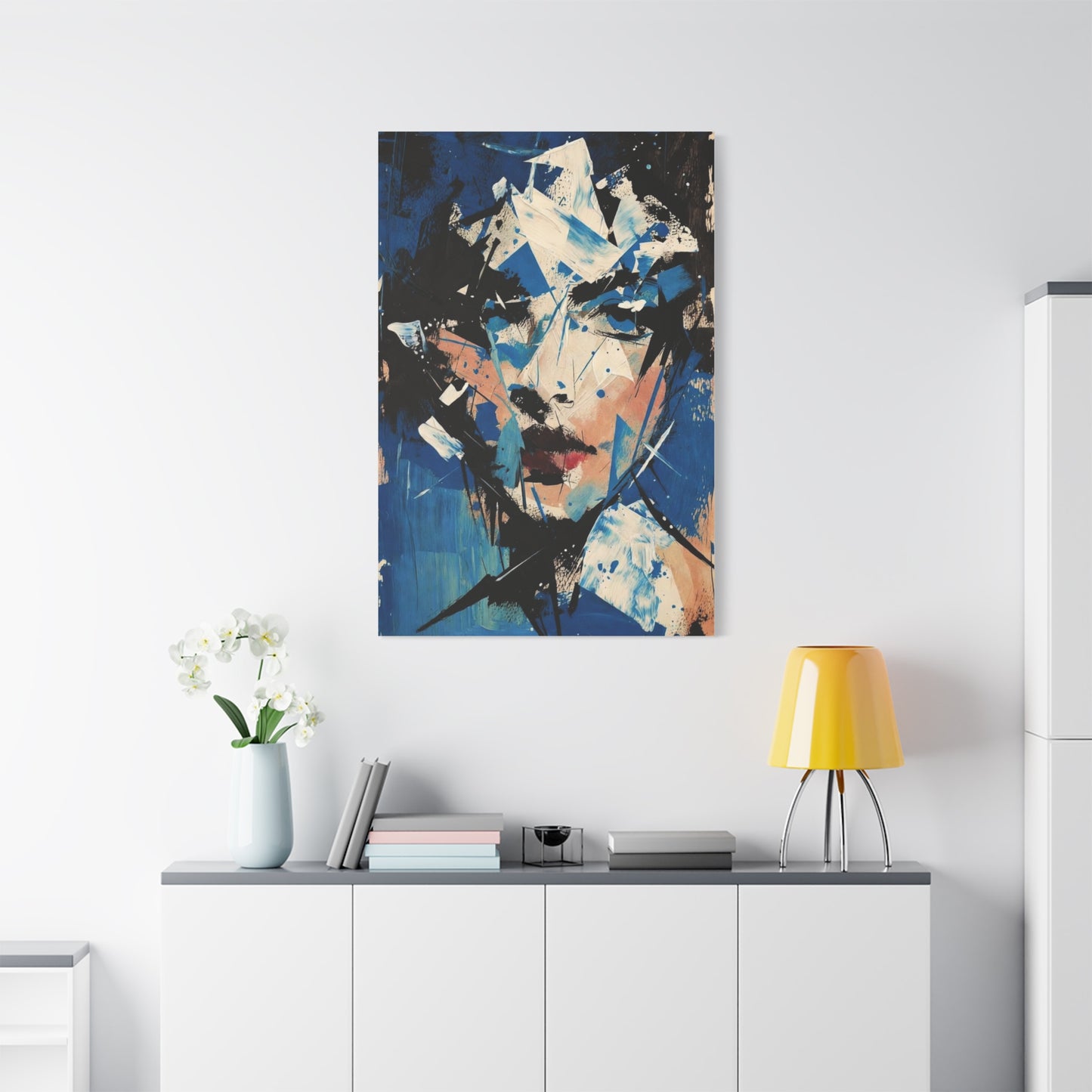 Abstract Blue Portrait Canvas Print — Modern Stretched Wall Art