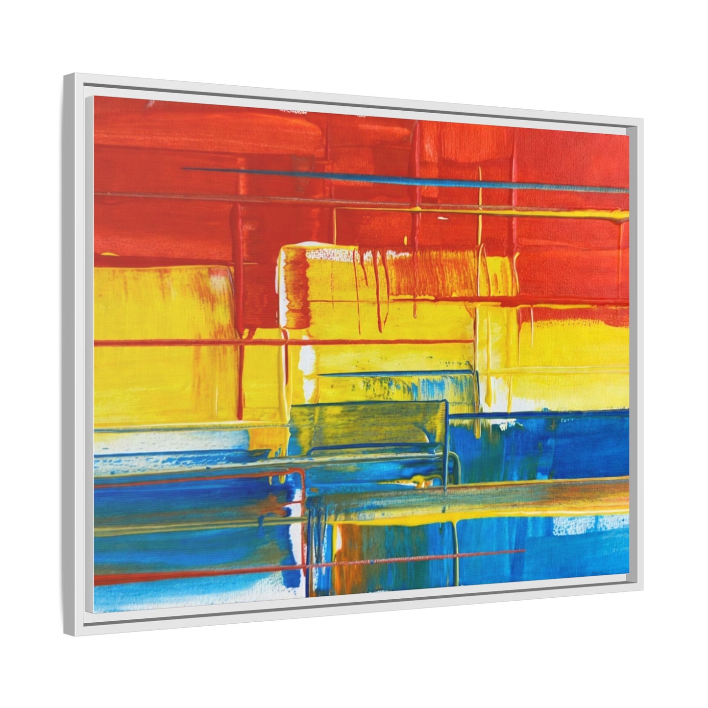 Abstract Multi-Color Framed Canvas Art — Modern Geometric Wall Decor