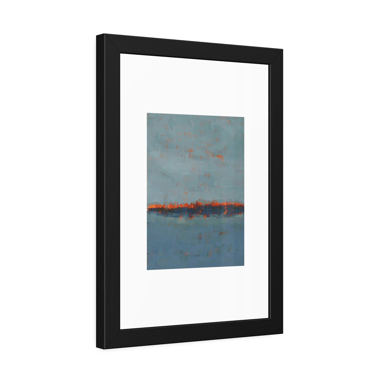 Abstract Seaside Framed Poster — Blue & Copper Minimalist Wall Art