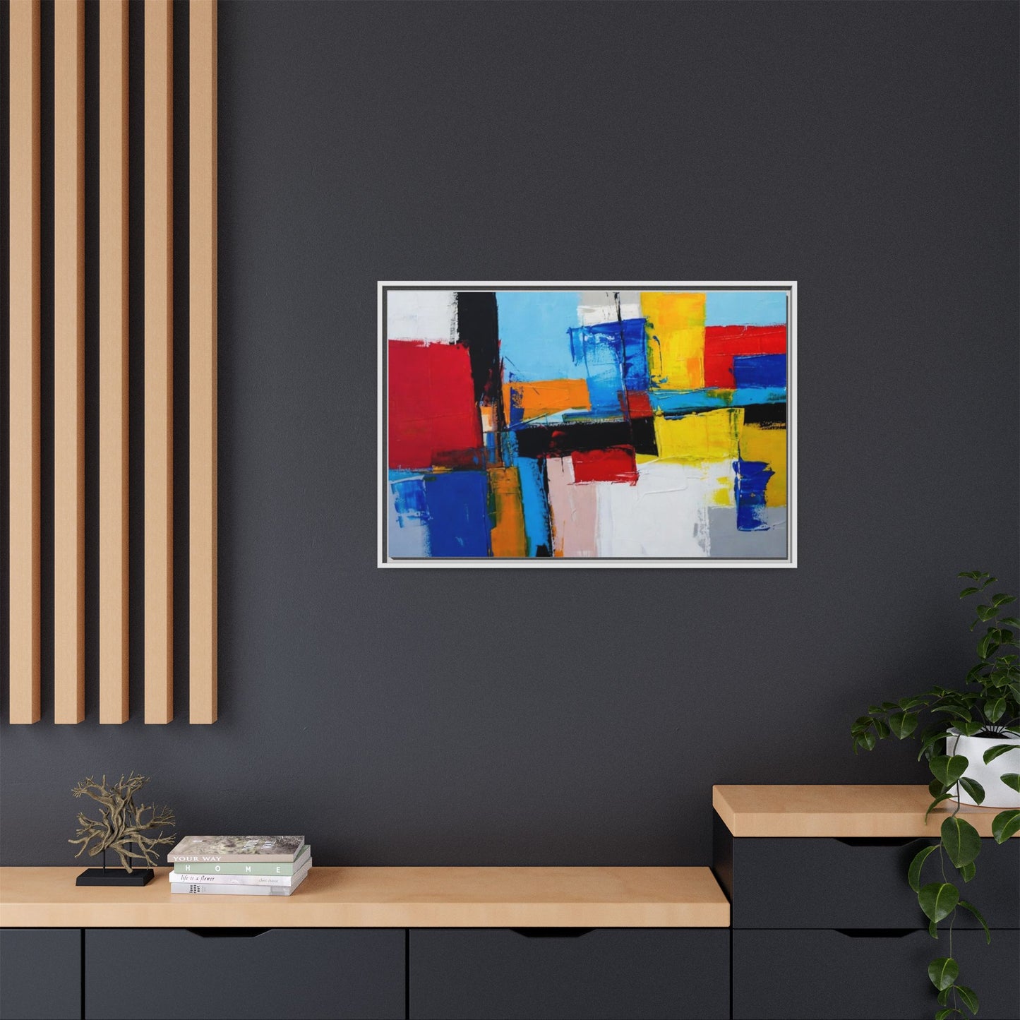 Abstract Color Block Matte Canvas Framed Wall Art