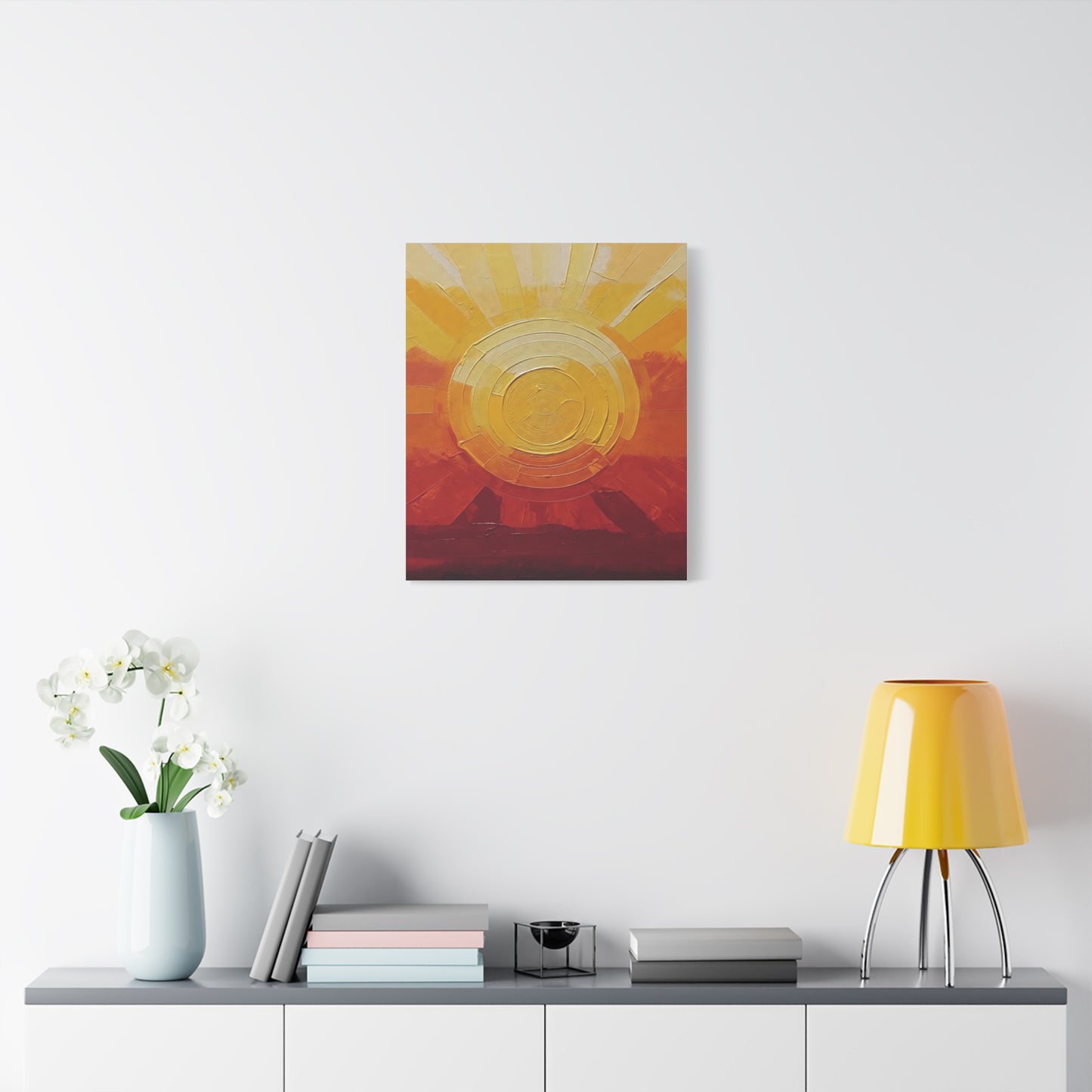 Abstract Sunrise Canvas Wall Art — Warm Sunrise Texture Matte Stretched Canvas