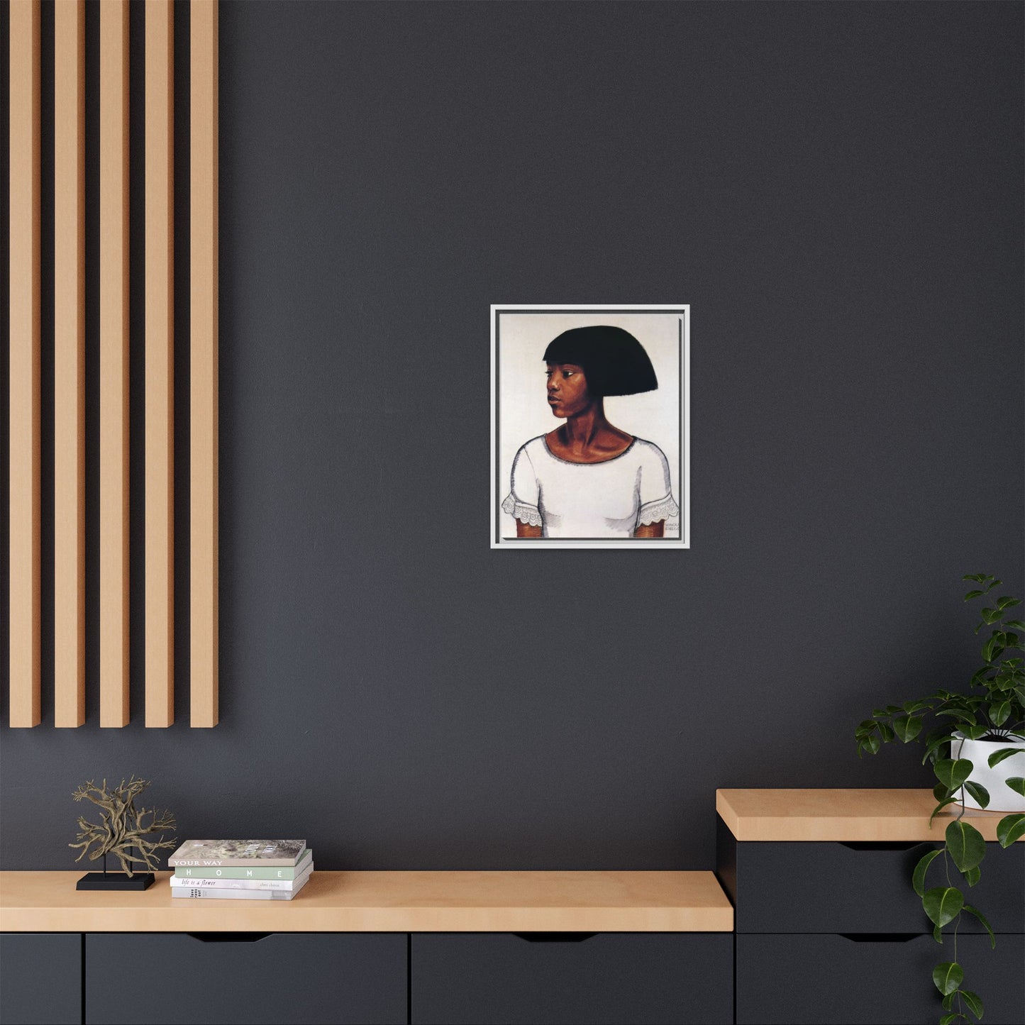 Portrait of a Young Woman by Winold Reiss Framed Matte Canvas Portrait