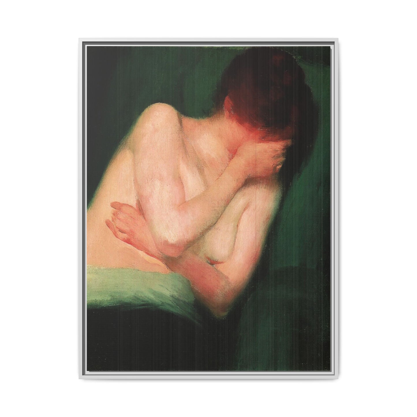 Female Nude by János Vaszary Framed Matte Canvas Wall Art Print